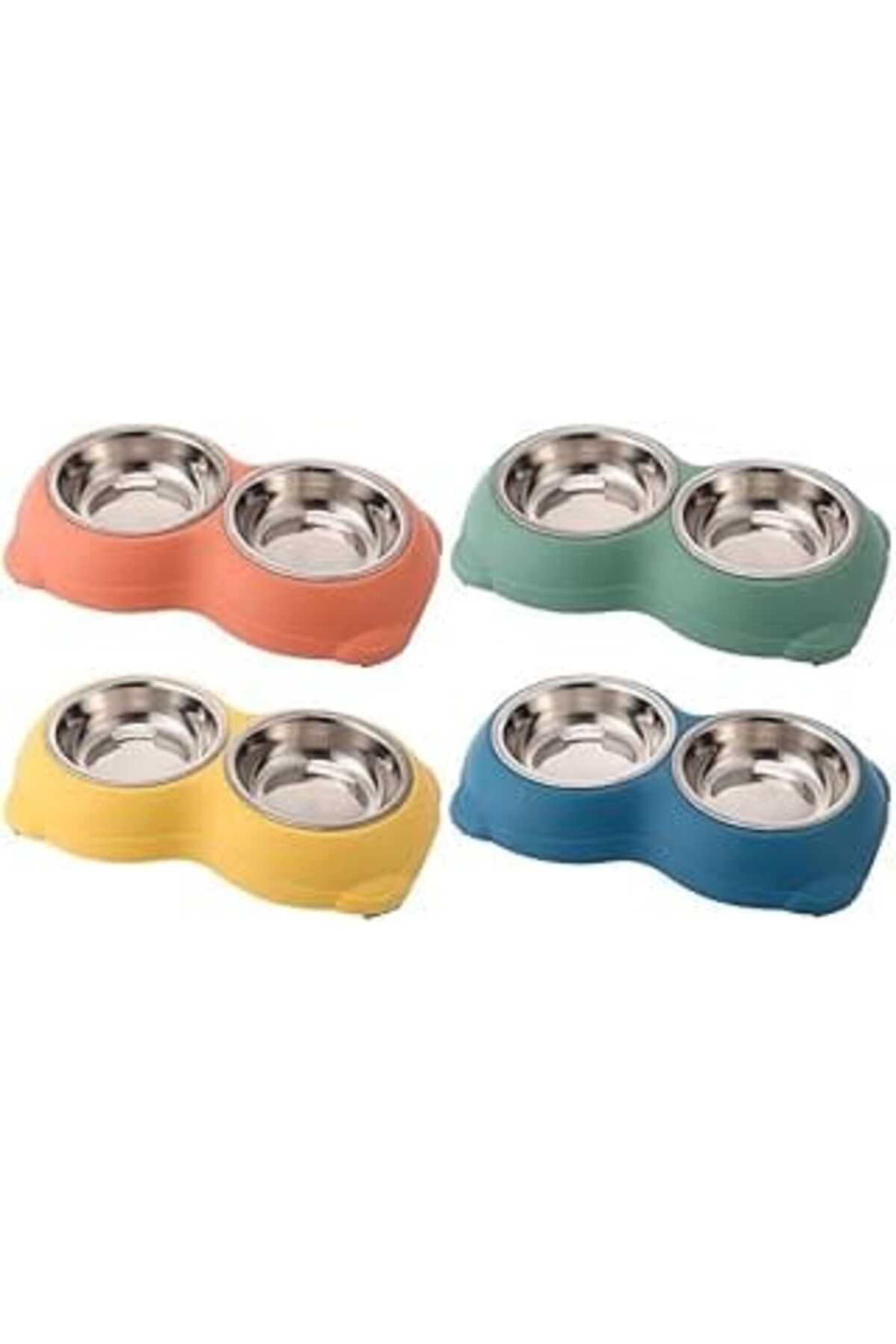 karadağsb Emey E-Ticaret Çelik İki Bölmeli Kedi Köpek Mama Ve Su Kabı, İki Hazneli Kedi Köpek Mama Kabı, Yüks