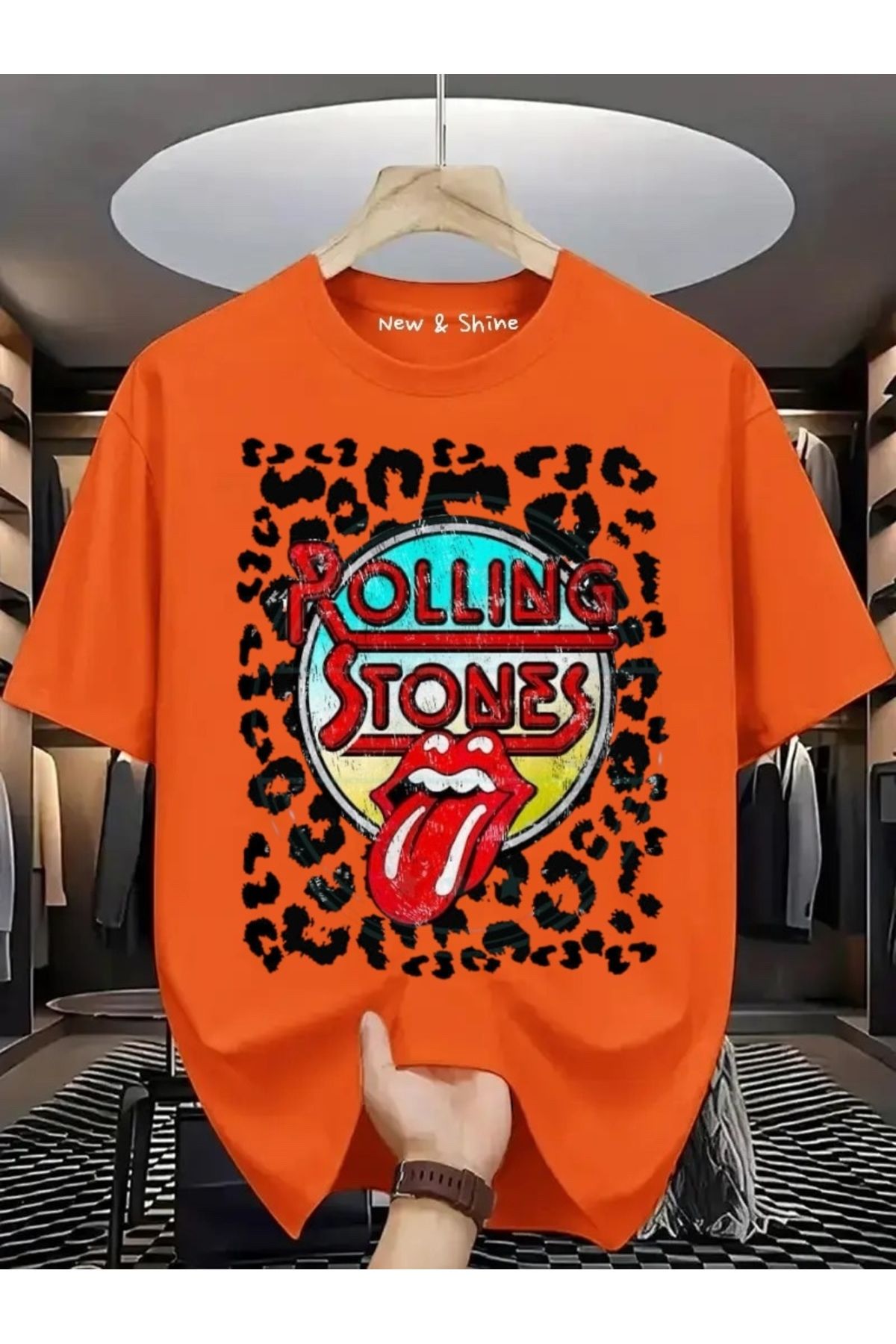 New Shine Rolling Stones Büyük Beden Oversize T-Shirt