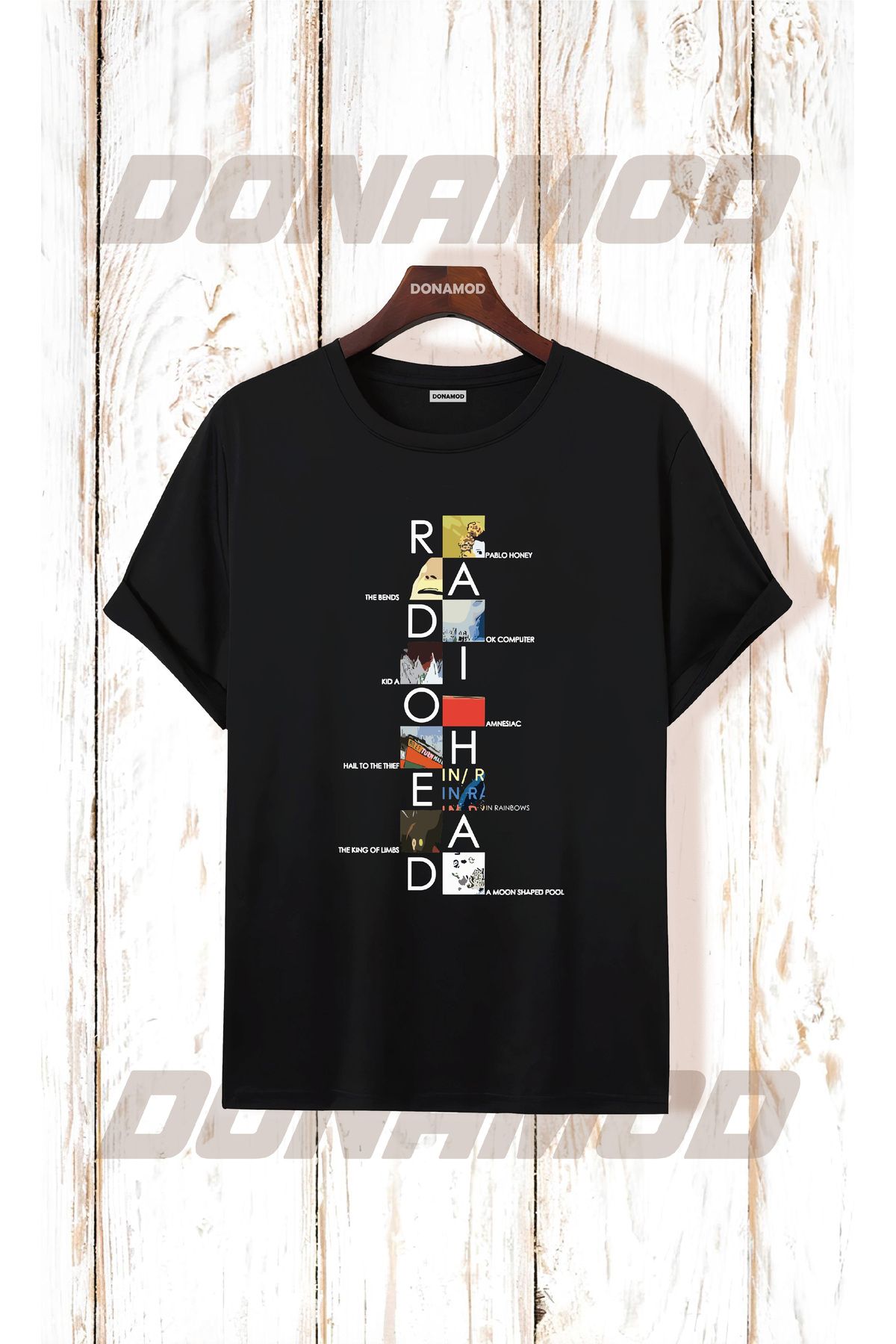 donamod Siyah Beyaz Oversize Radiohead Rammstein Angel Opeth Burzum Rock Metal Black Müzik Tişört T shirt