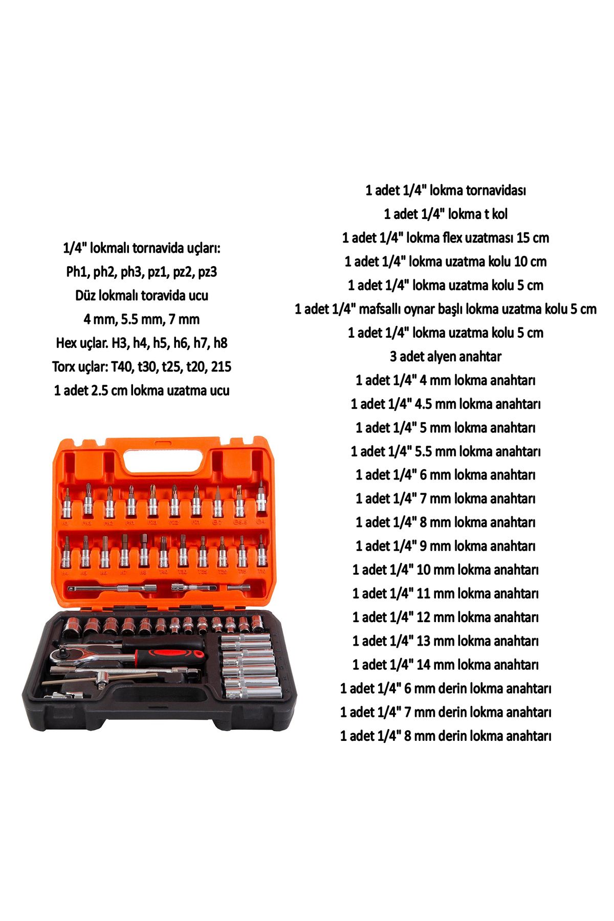Badem10-Socket Wrench Kit 53 Pieces Extension Handle Articulated 1/4 Star Hex Torque Flat Set Bits Bit Allen 2