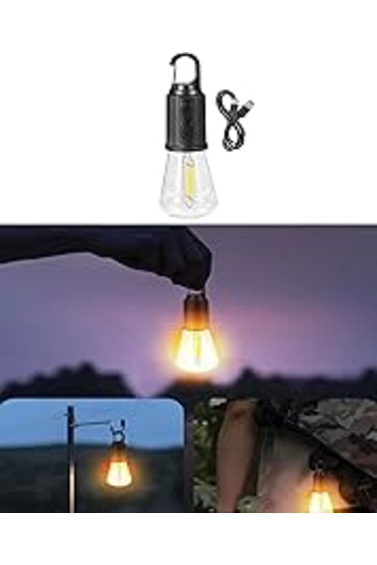 Mu Art Ahşap Kyrotech Şarjlı Kamp Lambası, 3 Modlu, Flash Özellikli, Type-C Şarj Kablolu, Kamp, Avcılık, Balıkçı