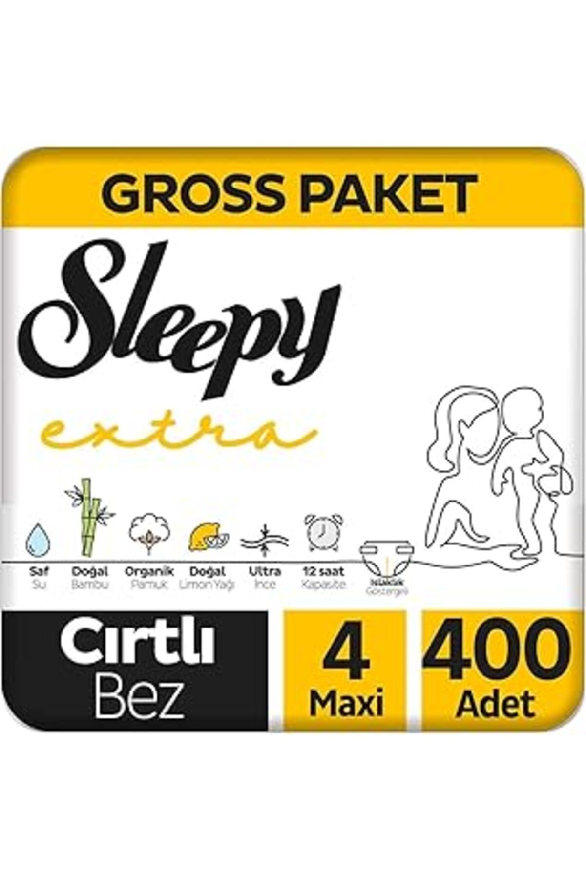 Mu Art Sleepy Extra Günlük Aktivite Gross Paket Bebek Bezi 4 Numara Maxi 400 Adet