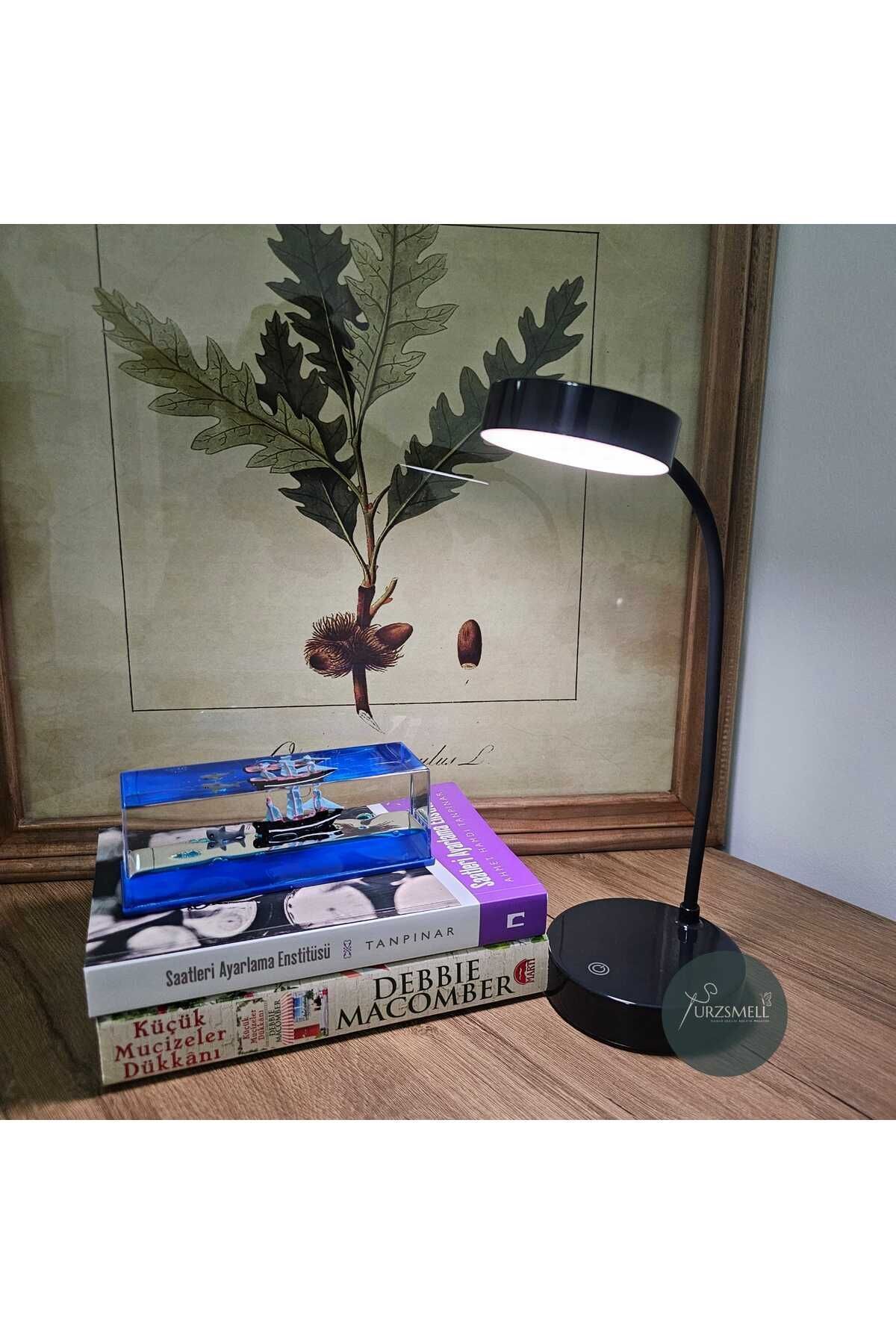 urzsmell Ct-8440 Berlin Dokunmatik Şarjlı Masa Lambası Siyah 3 Renk Tonu Ayarlanabilir Boyut