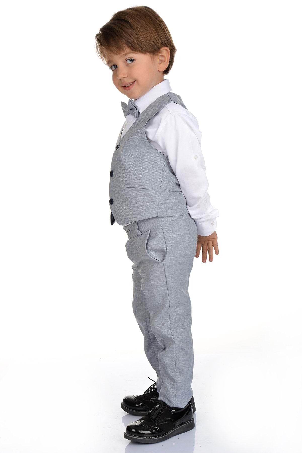 Mnk Yelekli Erkek Çocuk Takım Elbise MNK0272 GRİ fotoğrafı 6 (önizleme)