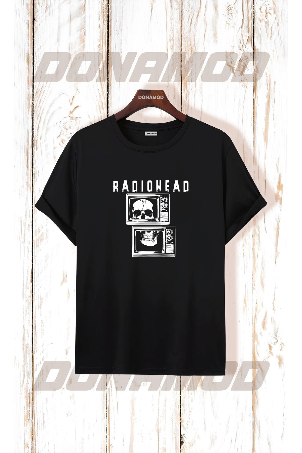donamod Siyah Beyaz Oversize Radiohead Rammstein Angel Opeth Burzum Rock Metal Black Müzik Tişört T shirt