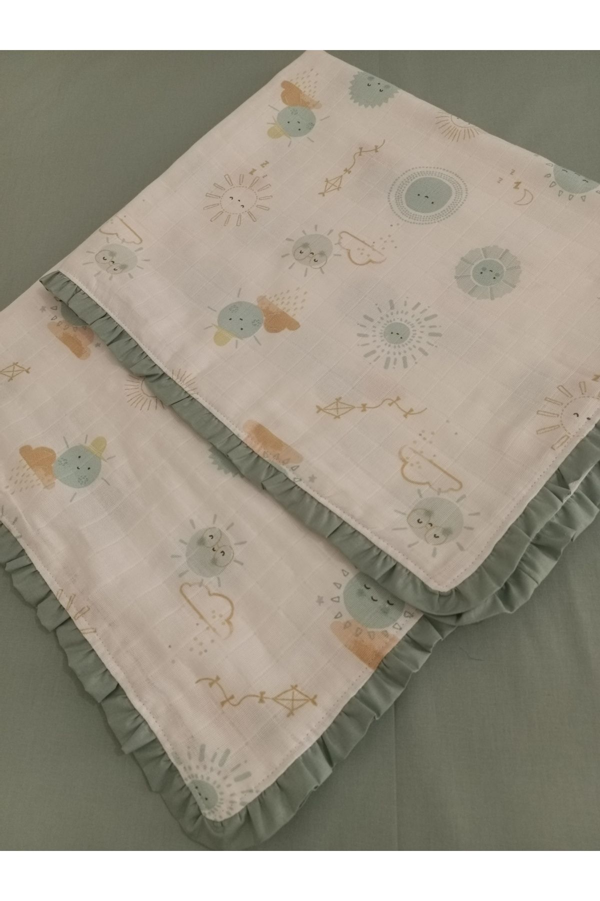Alice Dikim PAMUKLU DESENLİ FIRFIRLI MÜSLİN ÖRTÜ