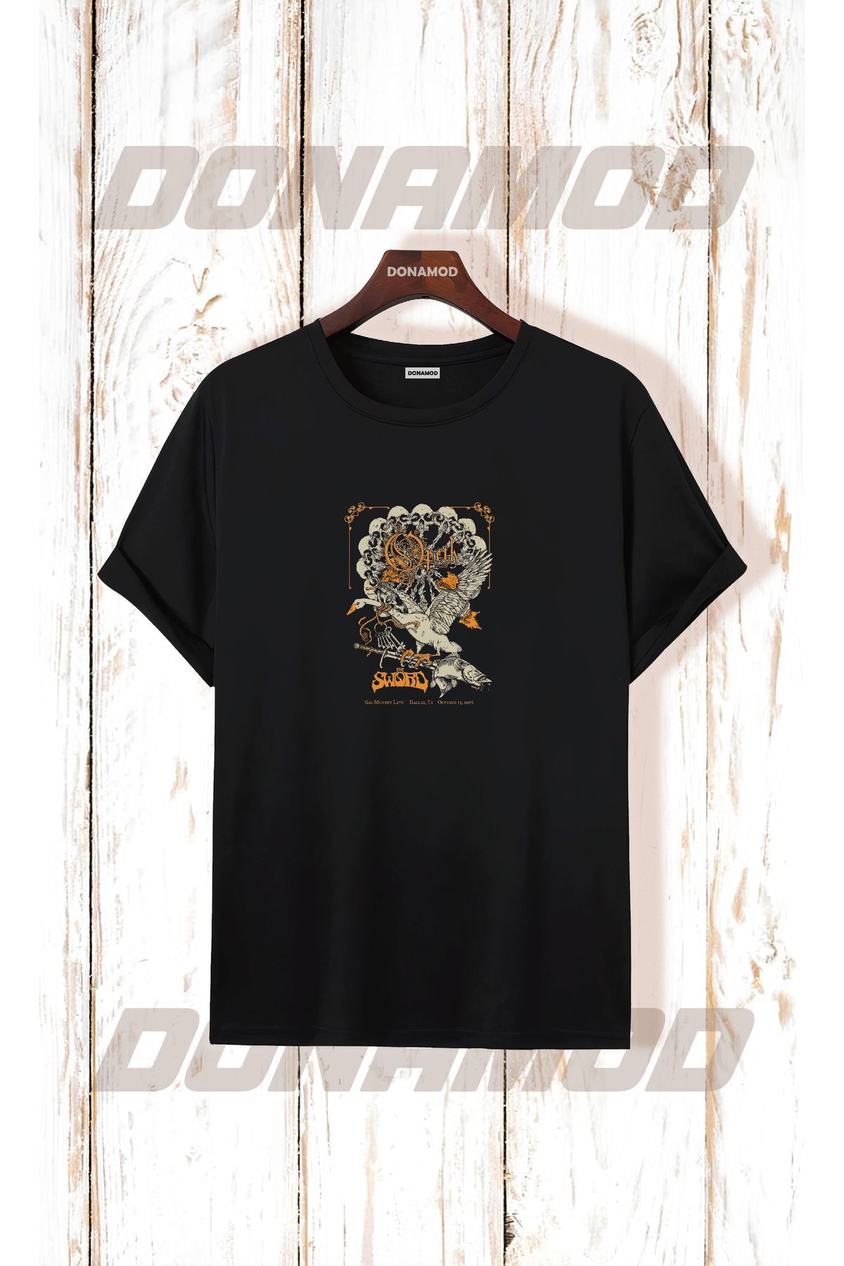 donamod Siyah Beyaz Oversize Opeth Rammstein Angel Radiohead Burzum Rock Metal Black Müzik Tişört T shirt