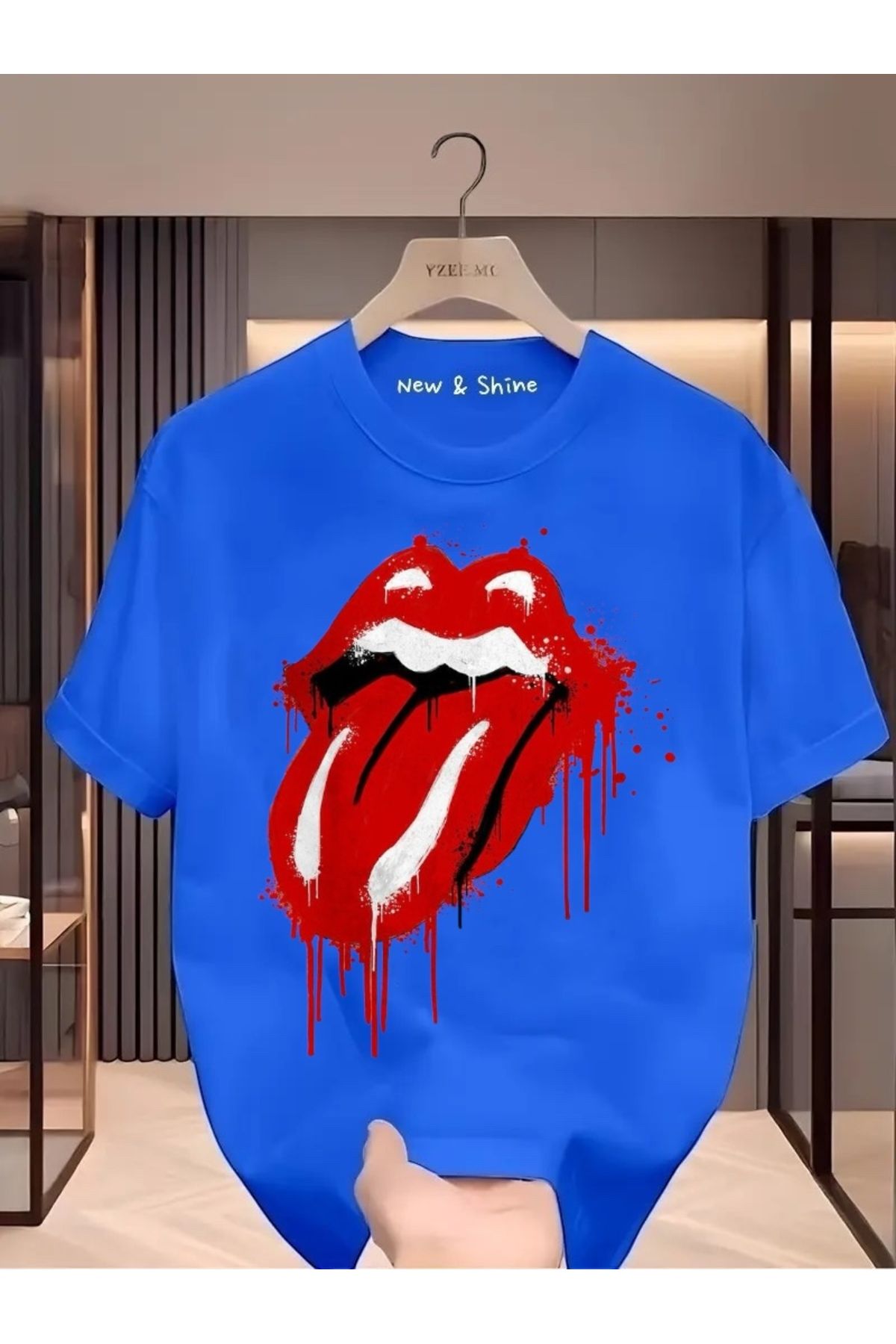 New Shine Rolling Stones Baskılı Oversize T-Shirt