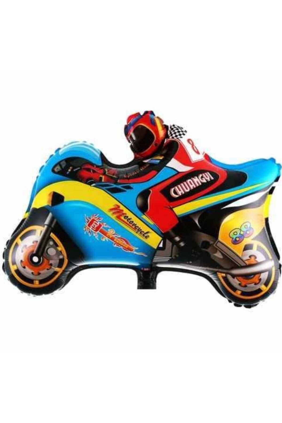 PARTİ AŞKI Motor ve Kask Şekilli Folyo Balon - Motorcu Kask Yarış Temalı Doğum Günü Parti Balonu