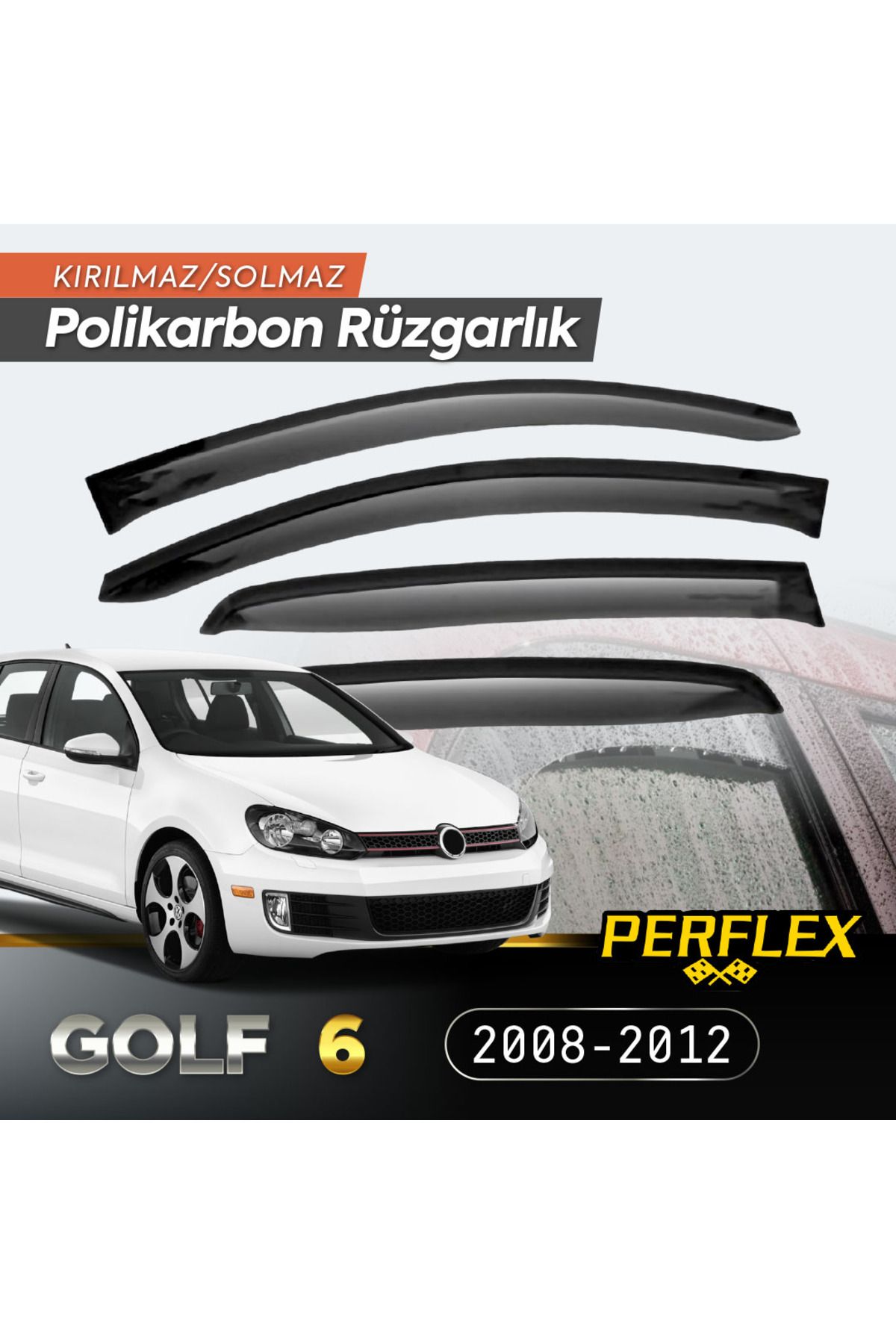 musellife VW Golf 6 2008-2012 Cam Rüzgarlığı V2 Düz