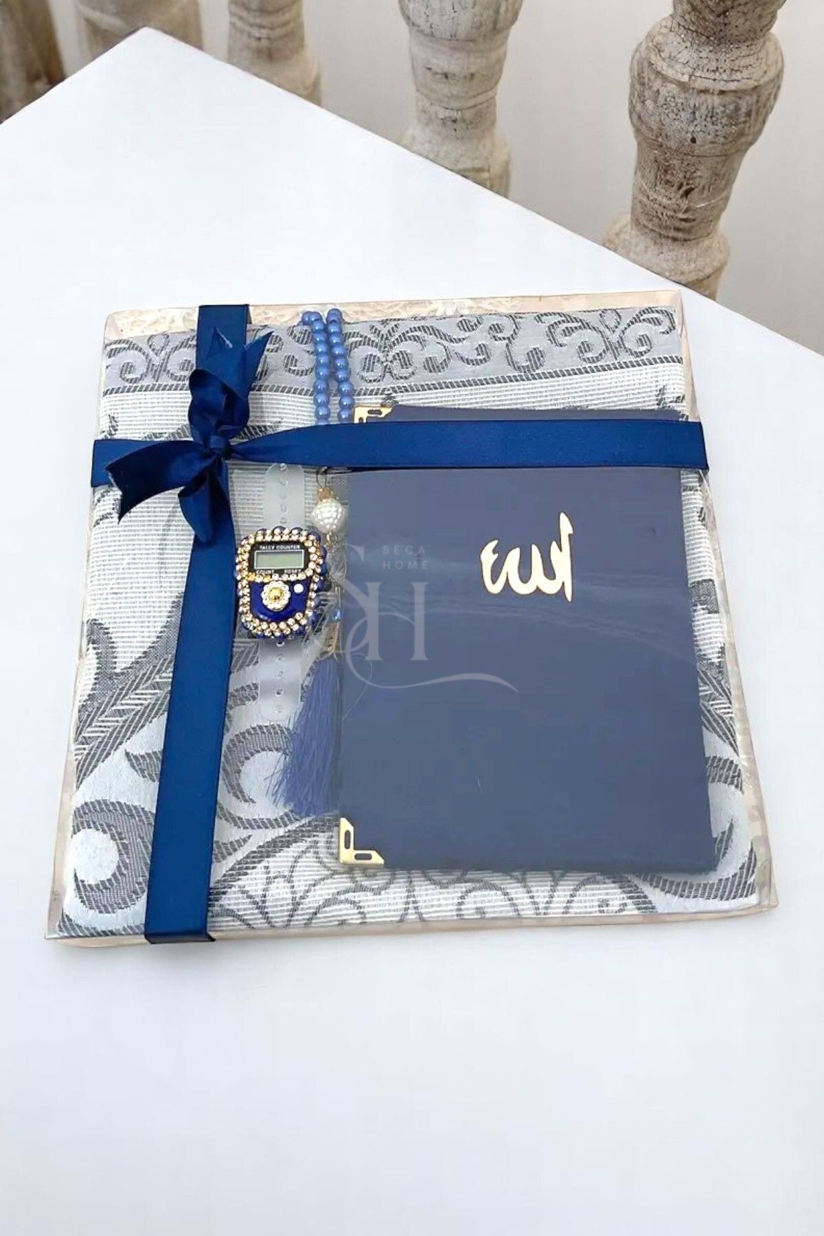 Safa Gift Çeyizlik Hediyelik Bohçalık Tafta Saçaklı 4'lü Set, Seccade, Yasin, Tesbih, Zikirmatik Seti