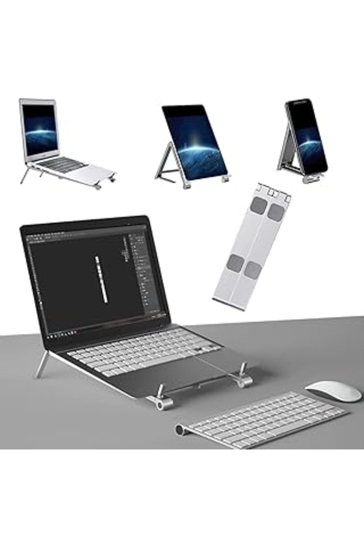 Pazarcan Güncelçarşı Ayarlanabilir Yüksek Kalite Metal Laptop Dizüstü Stand, Katlanabilir Taşınabilir Laptop
