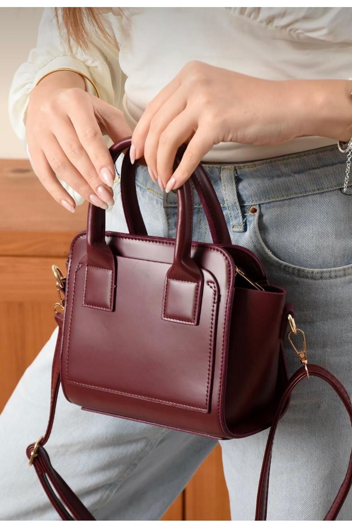 larosee Kutu Model Ayarlanabilir Askılı Mini Kadın Omuz Çantası El Çantası Kol Çantası