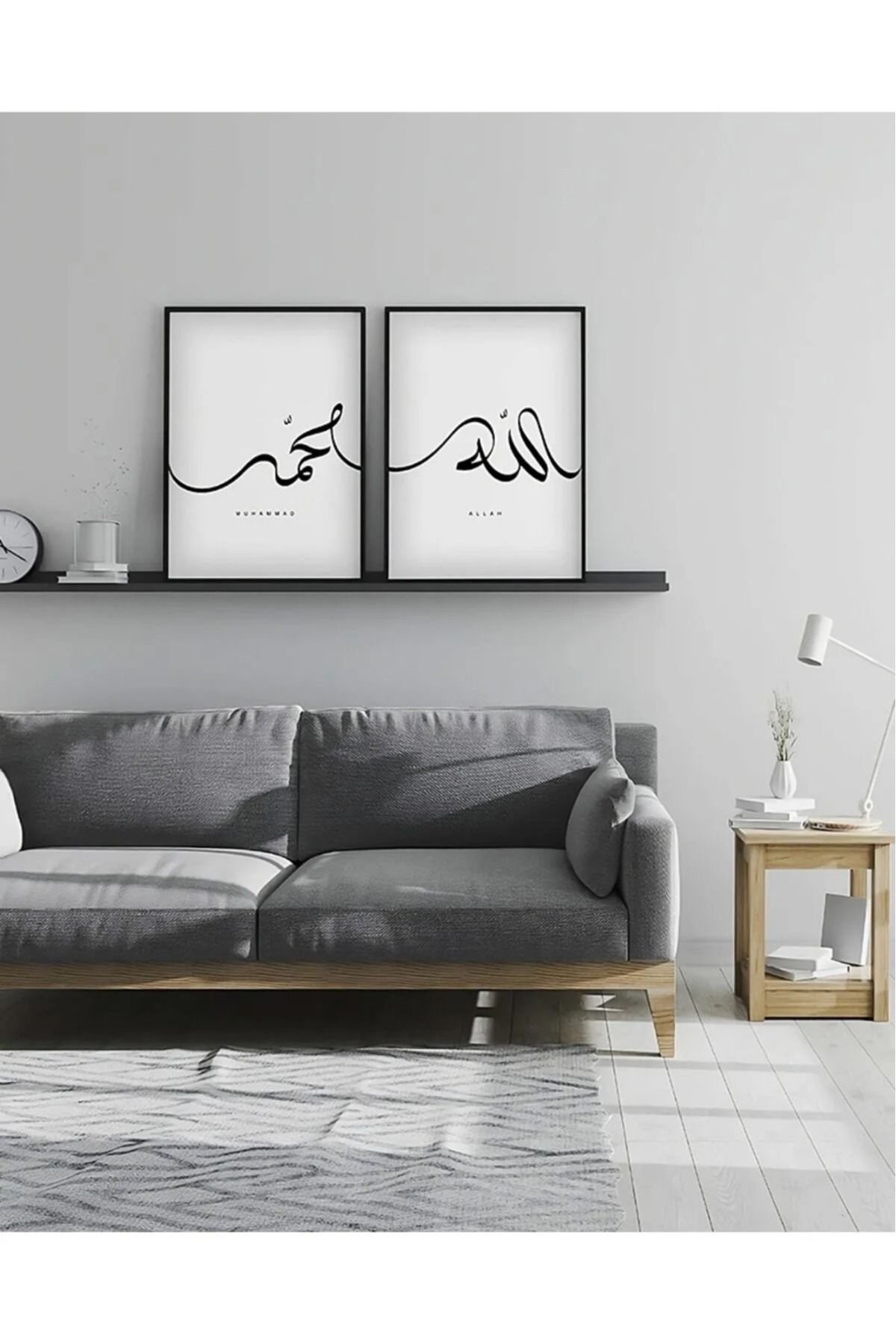 CANVASUM Allah - Muhammed Yazılı Çerçevesiz Dini Dekoratif 2'li set MDF TABLO