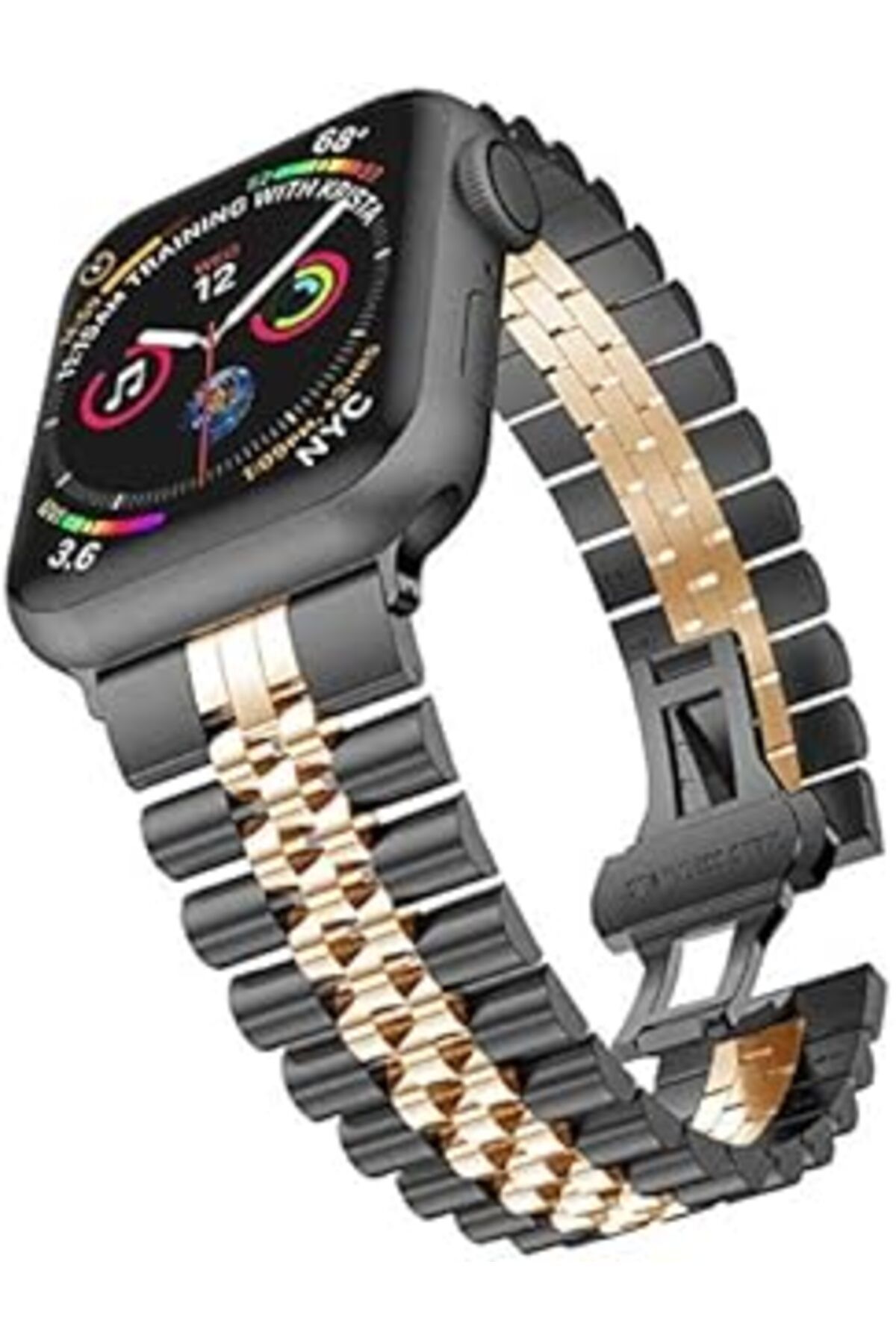 Pazarcan Zore Apple İle Uyumlu Watch 38/40Mm Krd-36 Metal Kordon Siyah-Rose Gold