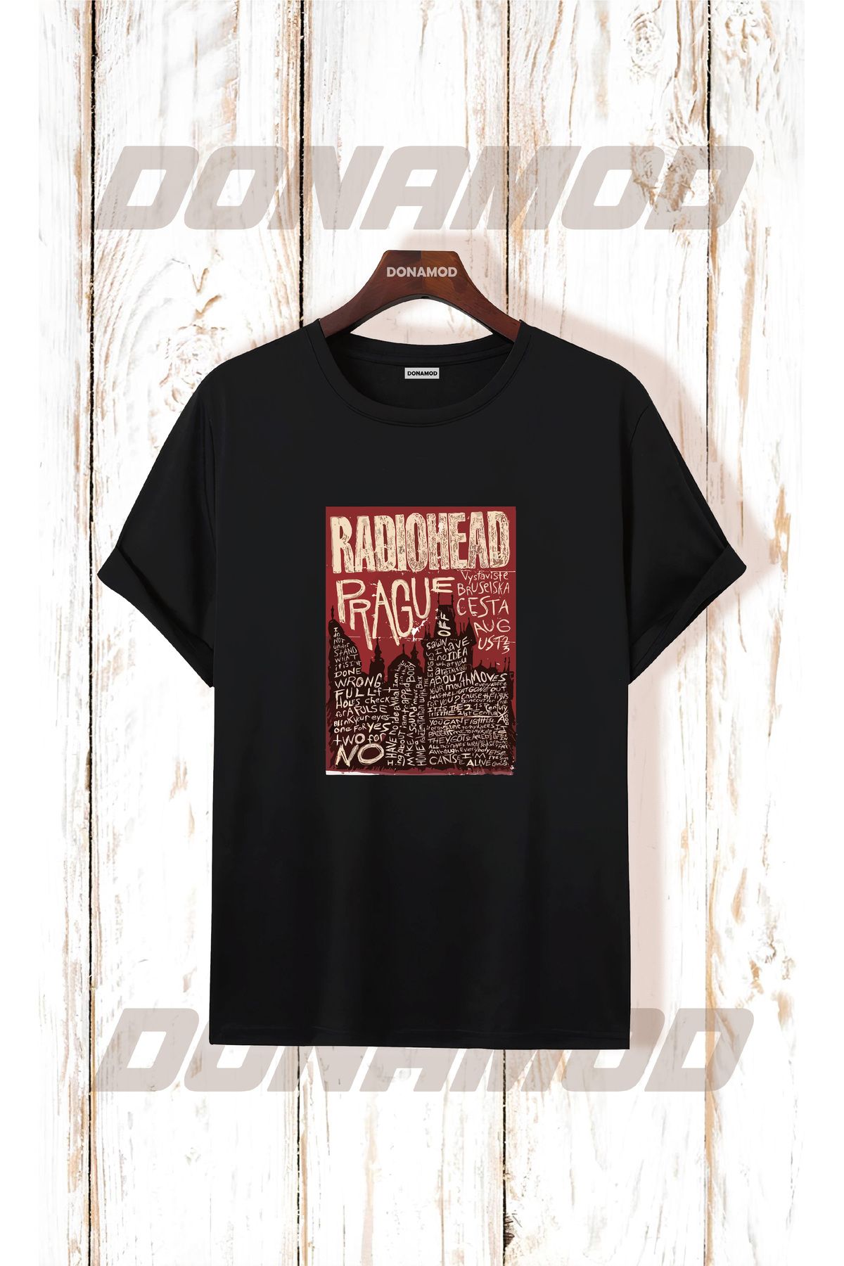 donamod Siyah Beyaz Oversize Radiohead Rammstein Angel Opeth Burzum Rock Metal Black Müzik Tişört T shirt