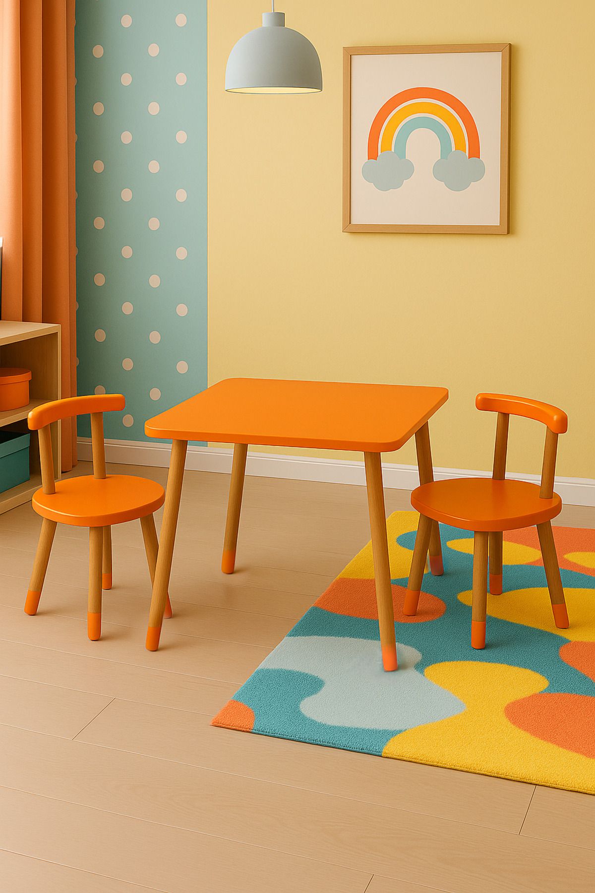 WOODNOX AHŞAP MONTESSORİ ÇOÇUK OYUN ETKİNLİK ÇALIŞMA MASASI VE AKTİVİTE MASASI 2 SANDALYE 1 MASA
