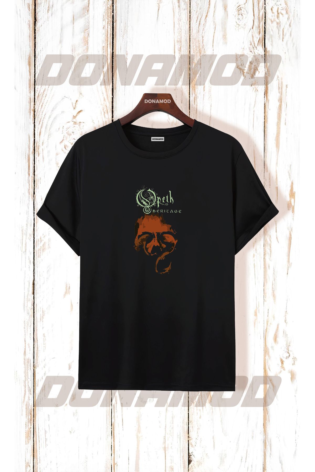 donamod Siyah Beyaz Oversize Opeth Rammstein Angel Radiohead Burzum Rock Metal Black Müzik Tişört T shirt
