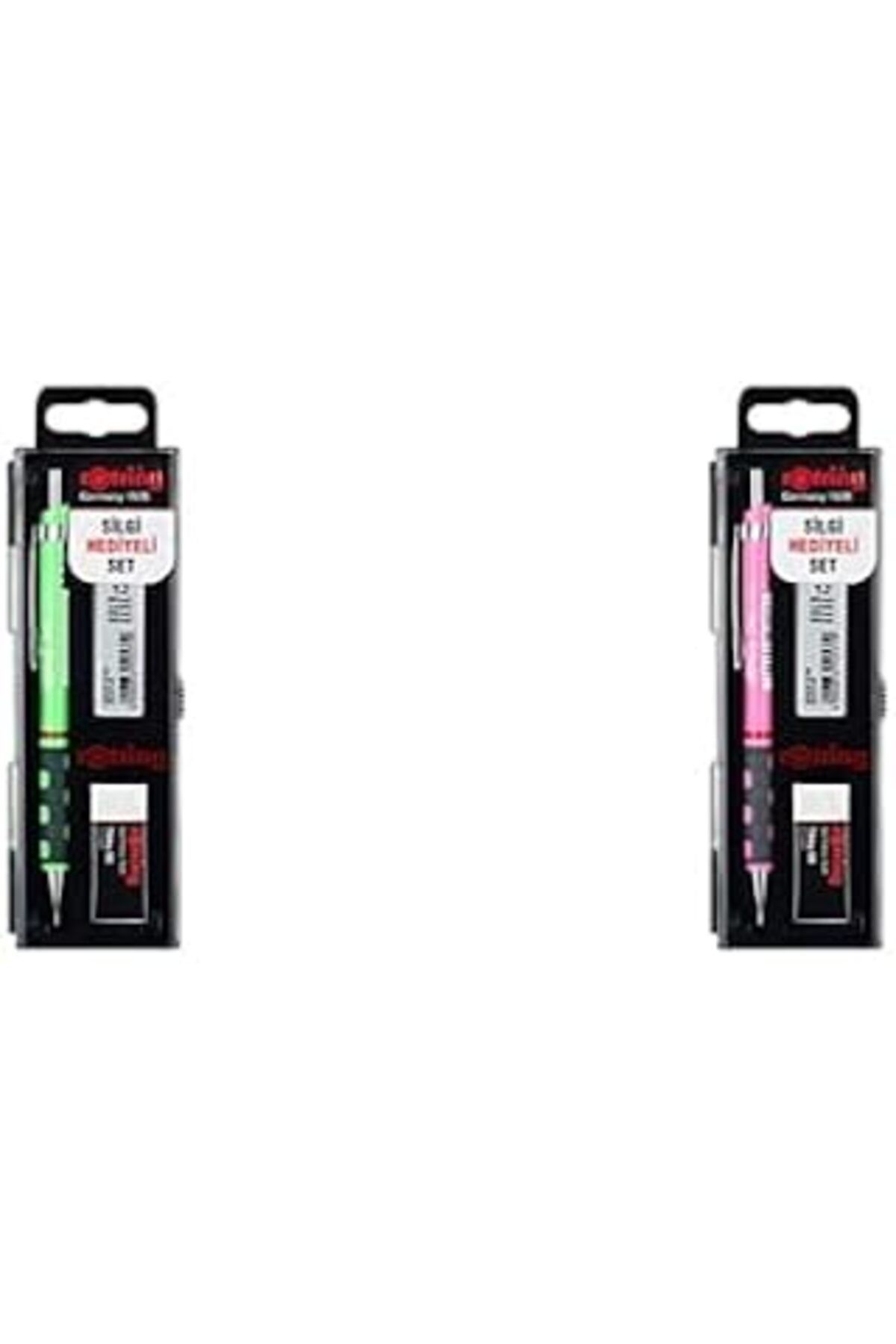 nazeninstoğu Rotring Tikky Mekanik Kurşun Kalem Seti (0.7 Mm, Neon Yeşil Ve Pembe, 2'Li Set)