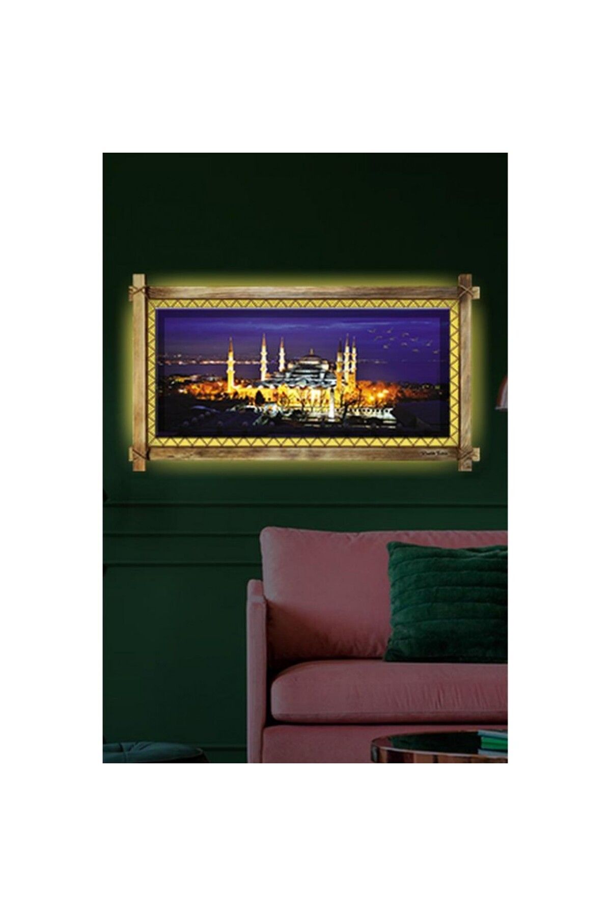 sheron style Kanvas İstanbul Led Işıklı Rustik Tablo