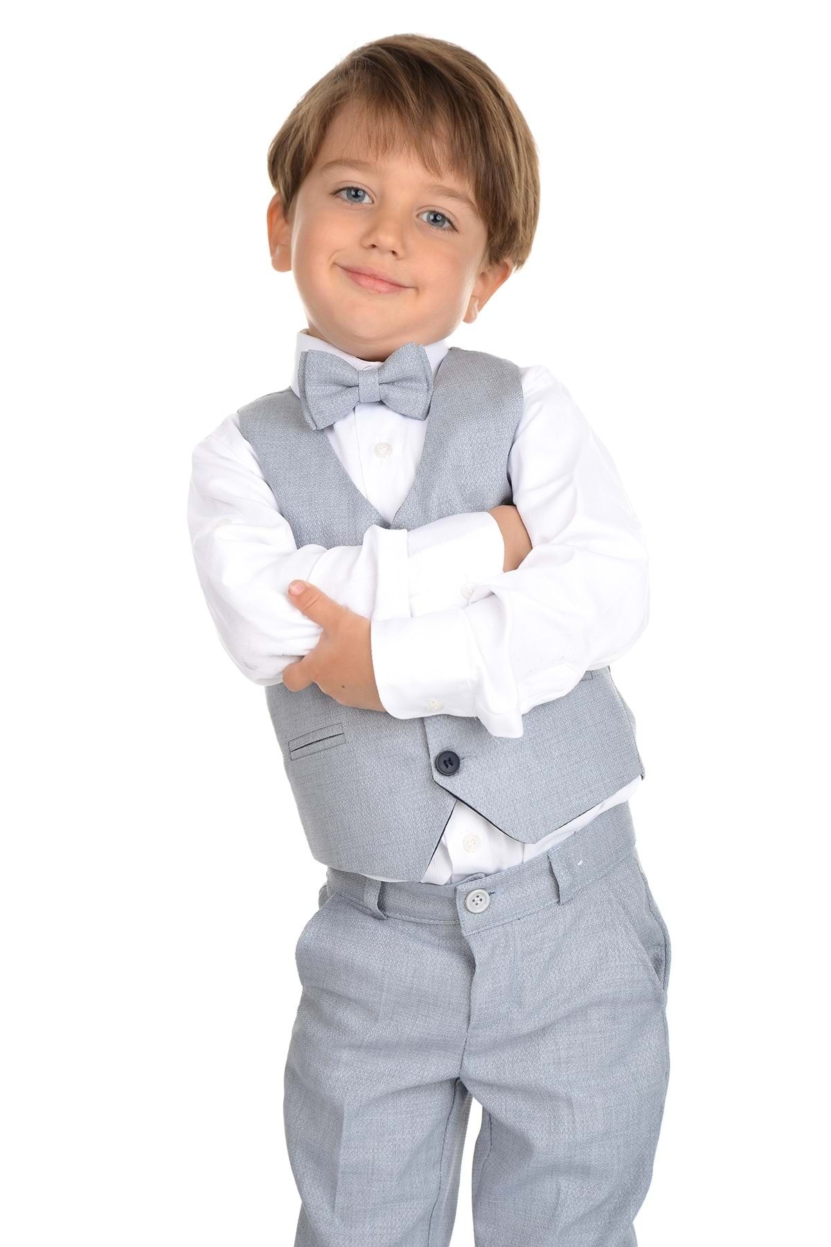 Mnk Yelekli Erkek Çocuk Takım Elbise MNK0272 GRİ fotoğrafı 7 (önizleme)