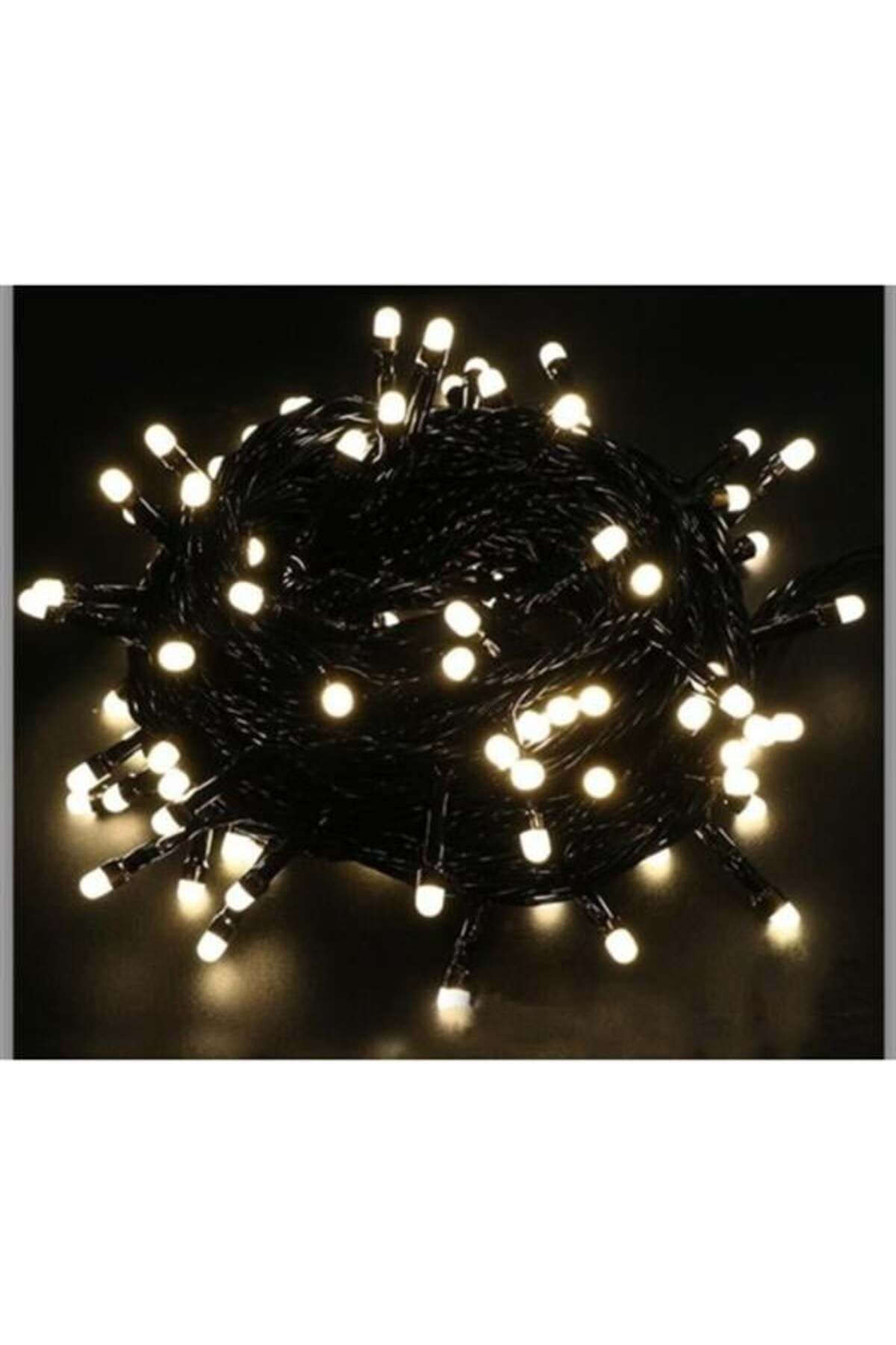 Mu Art Ahşap 5M Boncuk Lamba Gün Işığı 8 Fonksiyon 100 Led Fişli Siyah Kablo