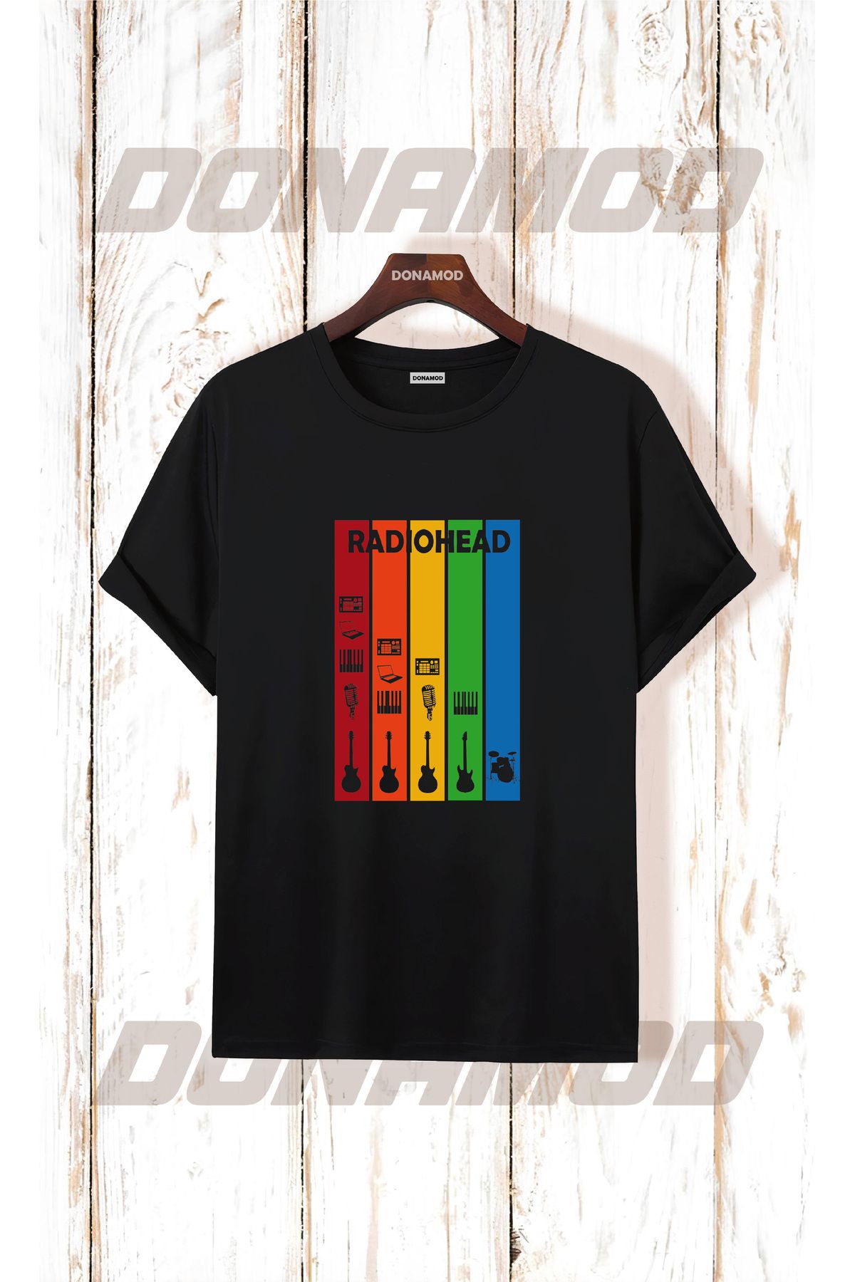 donamod Siyah Beyaz Oversize Radiohead Rammstein Angel Opeth Burzum Rock Metal Black Müzik Tişört T shirt
