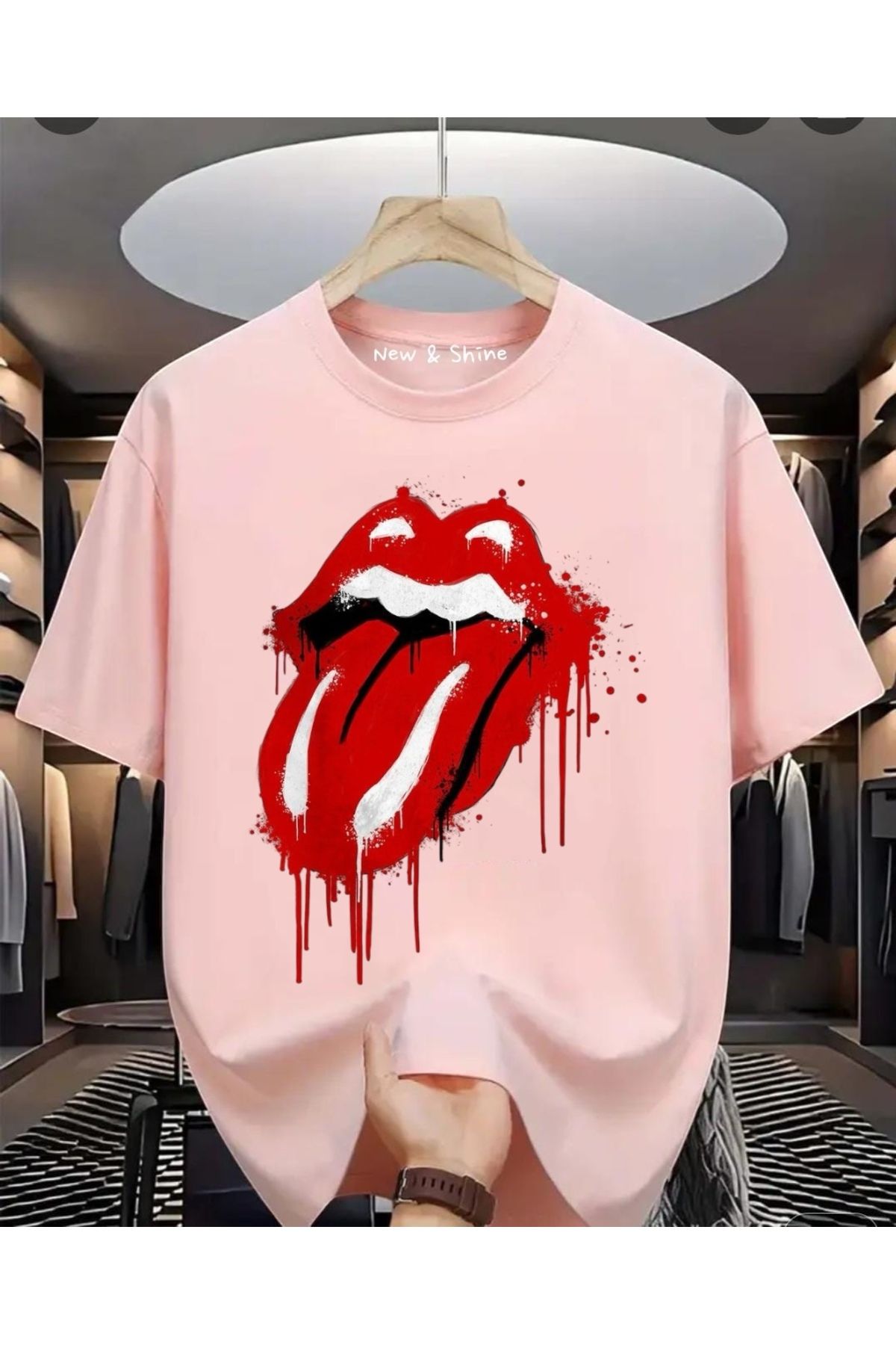 New Shine Rolling Stones Büyük Beden Oversize T-Shirt