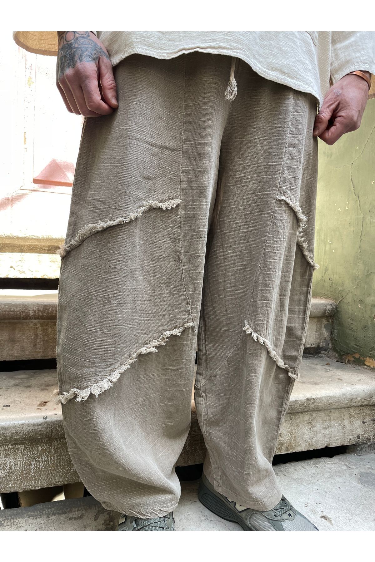 Bohoyasam Unisex Bohem Lastik Bel Pantolon, Rahat Pantolon, Yoga Pantolonu, Şalvar, Salaş Pantolon, Bol Paça
