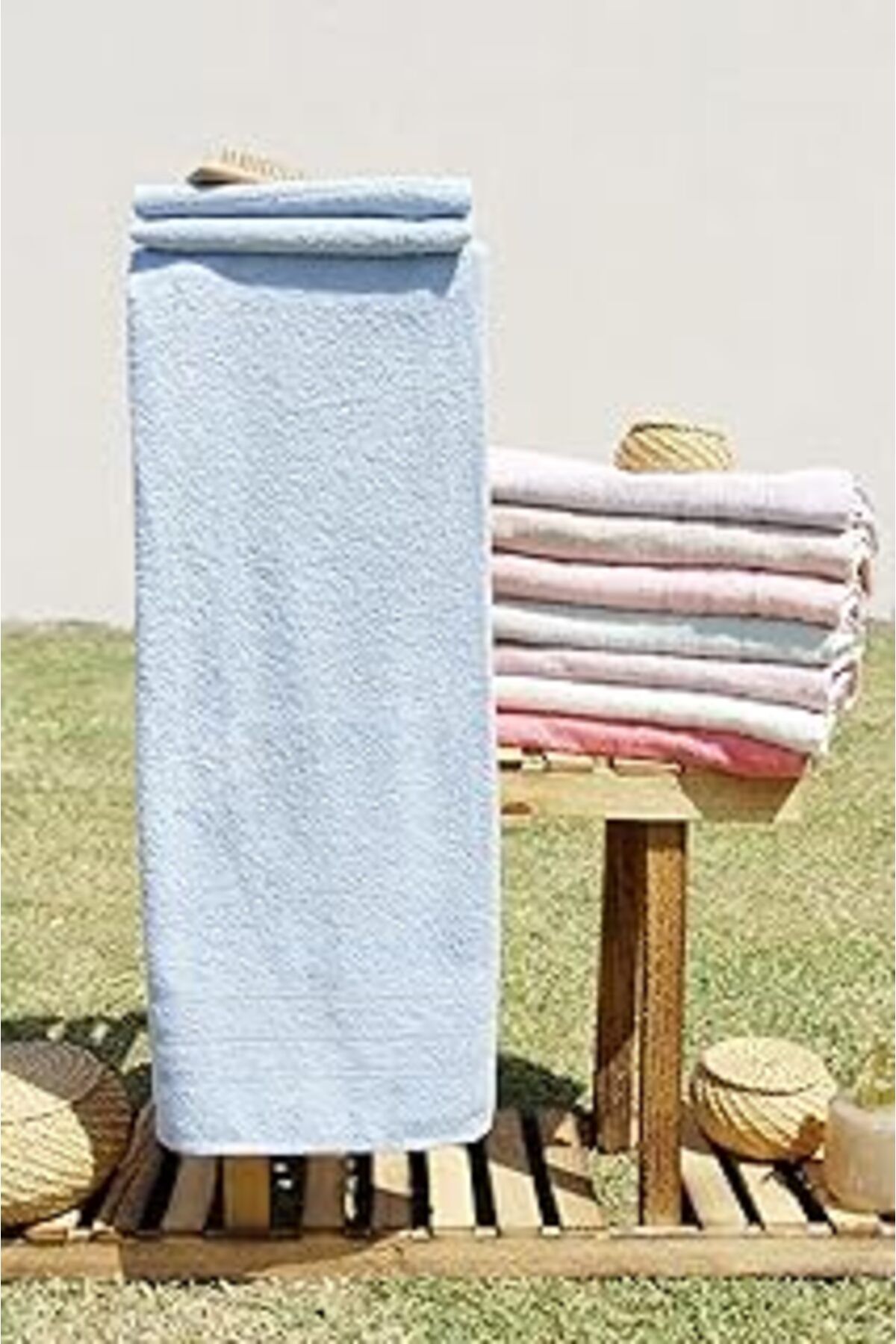 NZM TİCARET Baveno %100 Pamuk Renkli 70x140 Banyo Havlusu Mavi