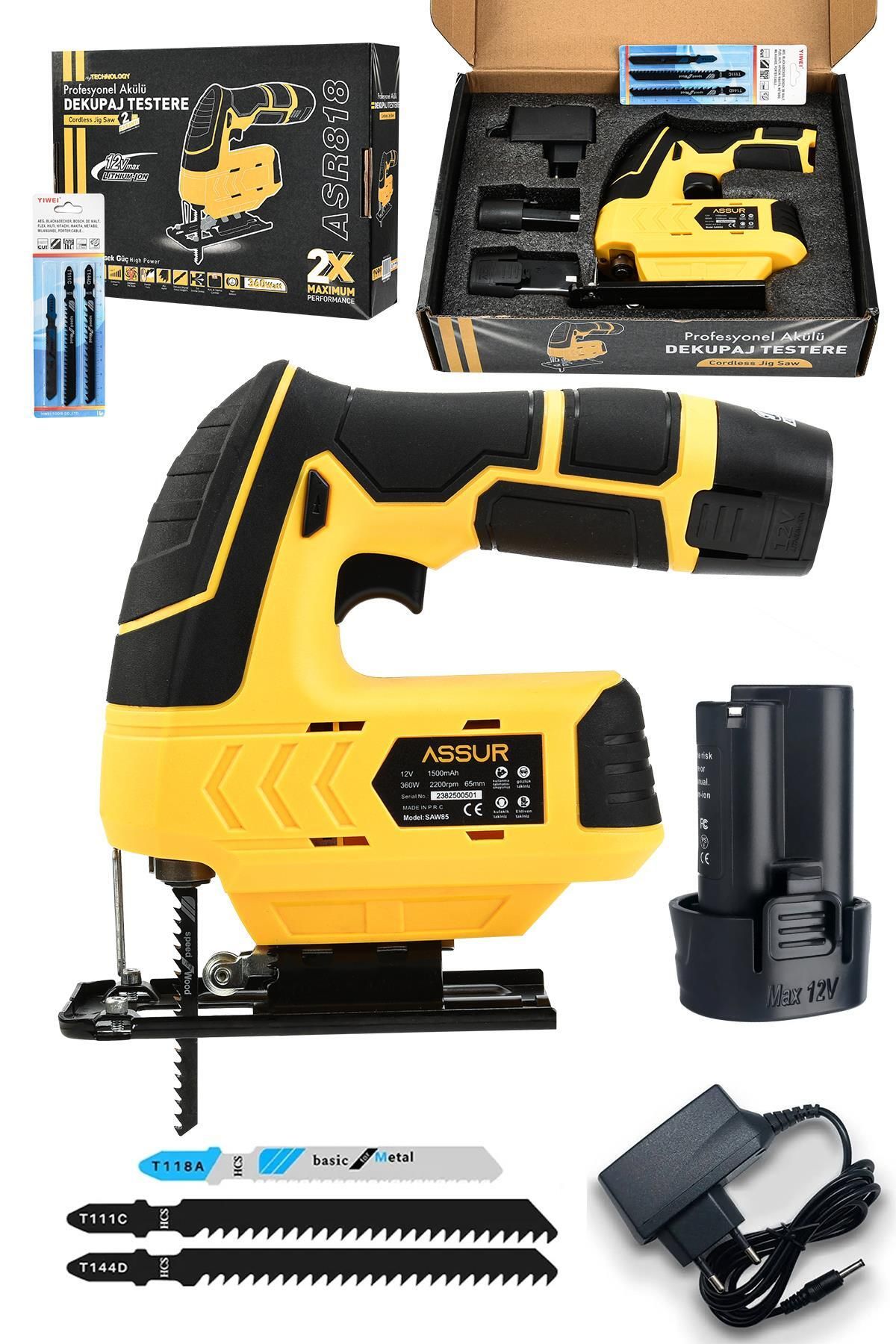 ASSUR 12V Çift Akülü Şarjlı Dekupaj Testere Makinesi