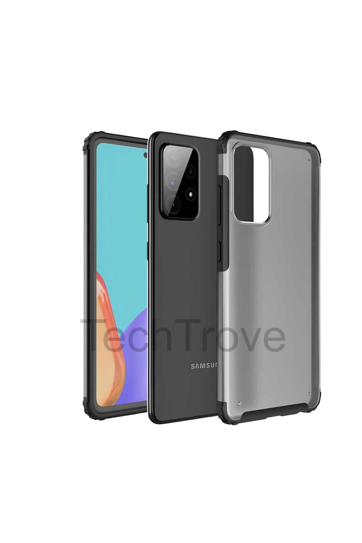 TechTrove Samsung Galaxy A72 Kılıf Extra Korumalı Arkası Şeffaf Slikon Kapak