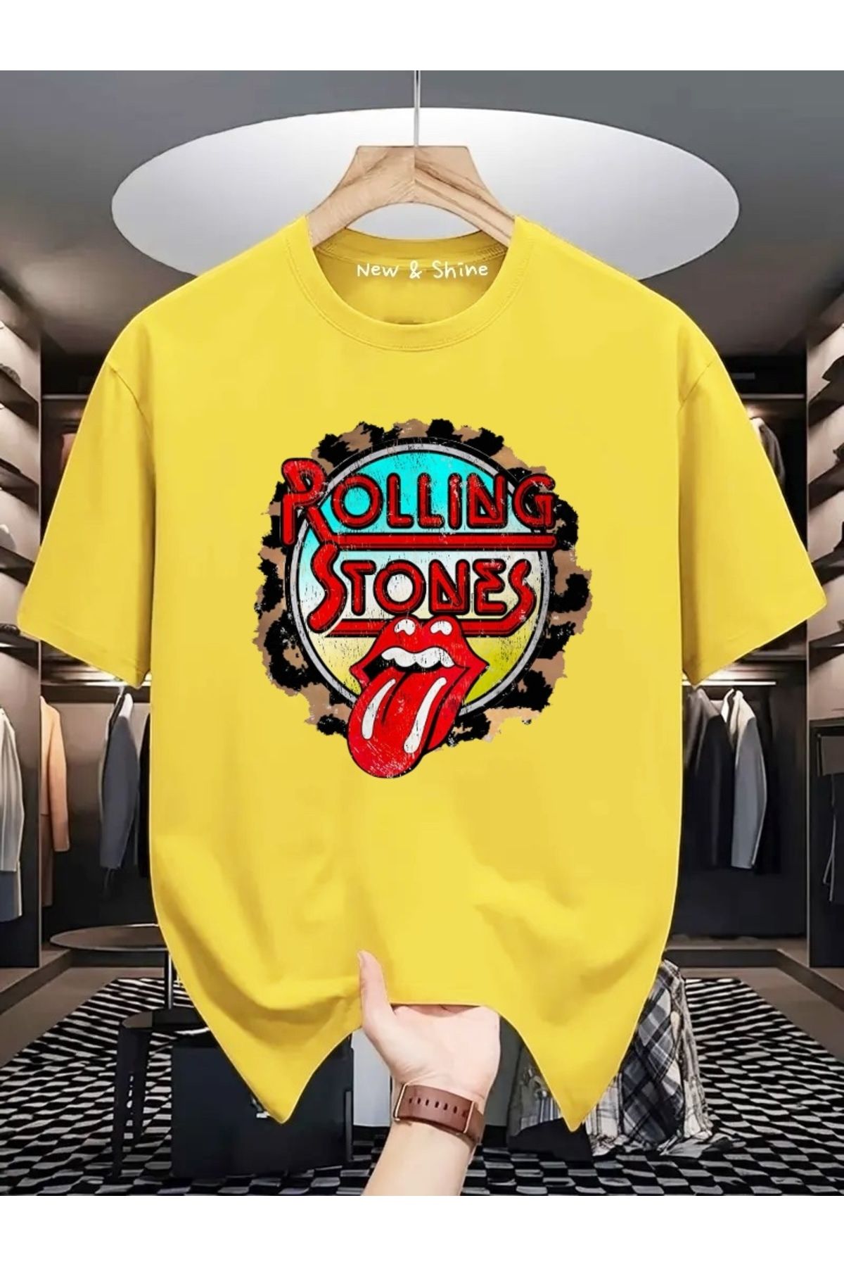 New Shine Rolling Stones Baskılı Oversize T-Shirt