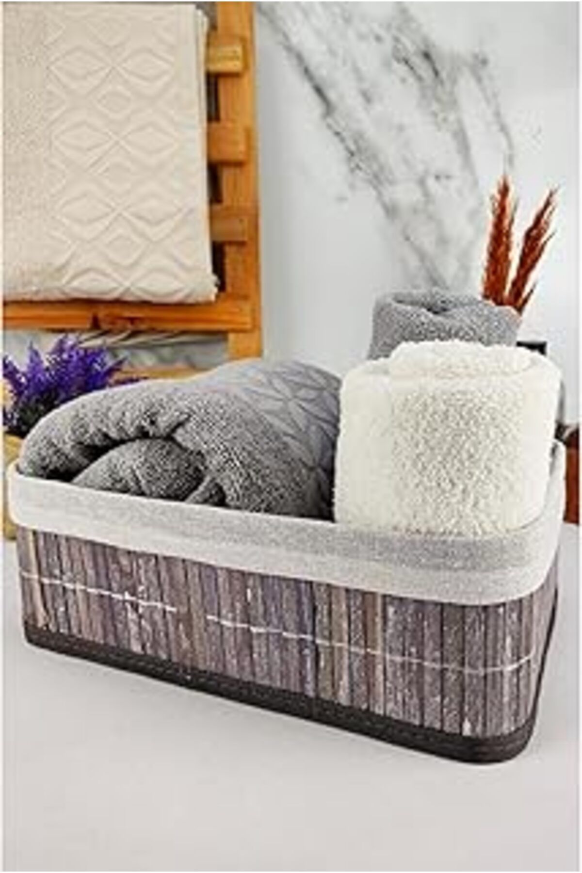 Mu Art Digithome Bambu Çok Amaçlı Saklama Kutusu Düzenleyici Orta Boy Organizer Gri 29X19X10 Cm - Cl-6006-
