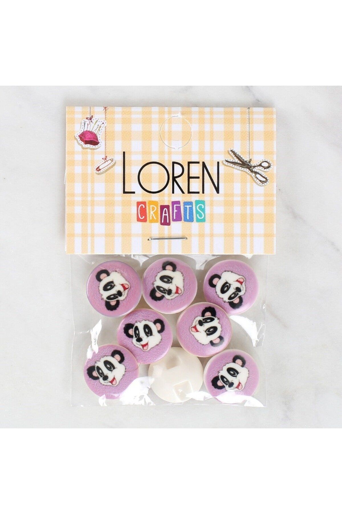 blueb Loren Crafts 8'li Panda Düğme - 1055