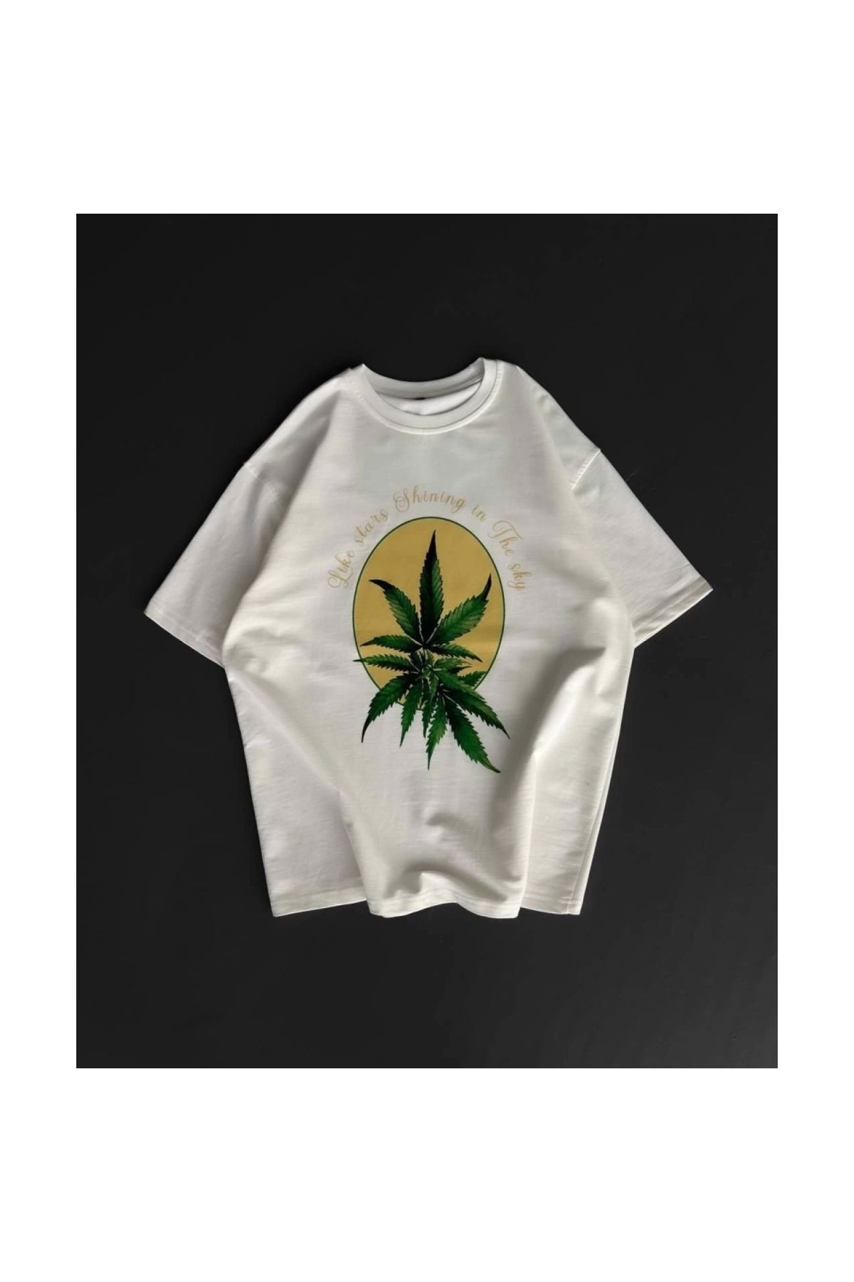 Marsilyan - Ön Ve Arka Baskılı Oversize Bisiklet Yaka Tshirt