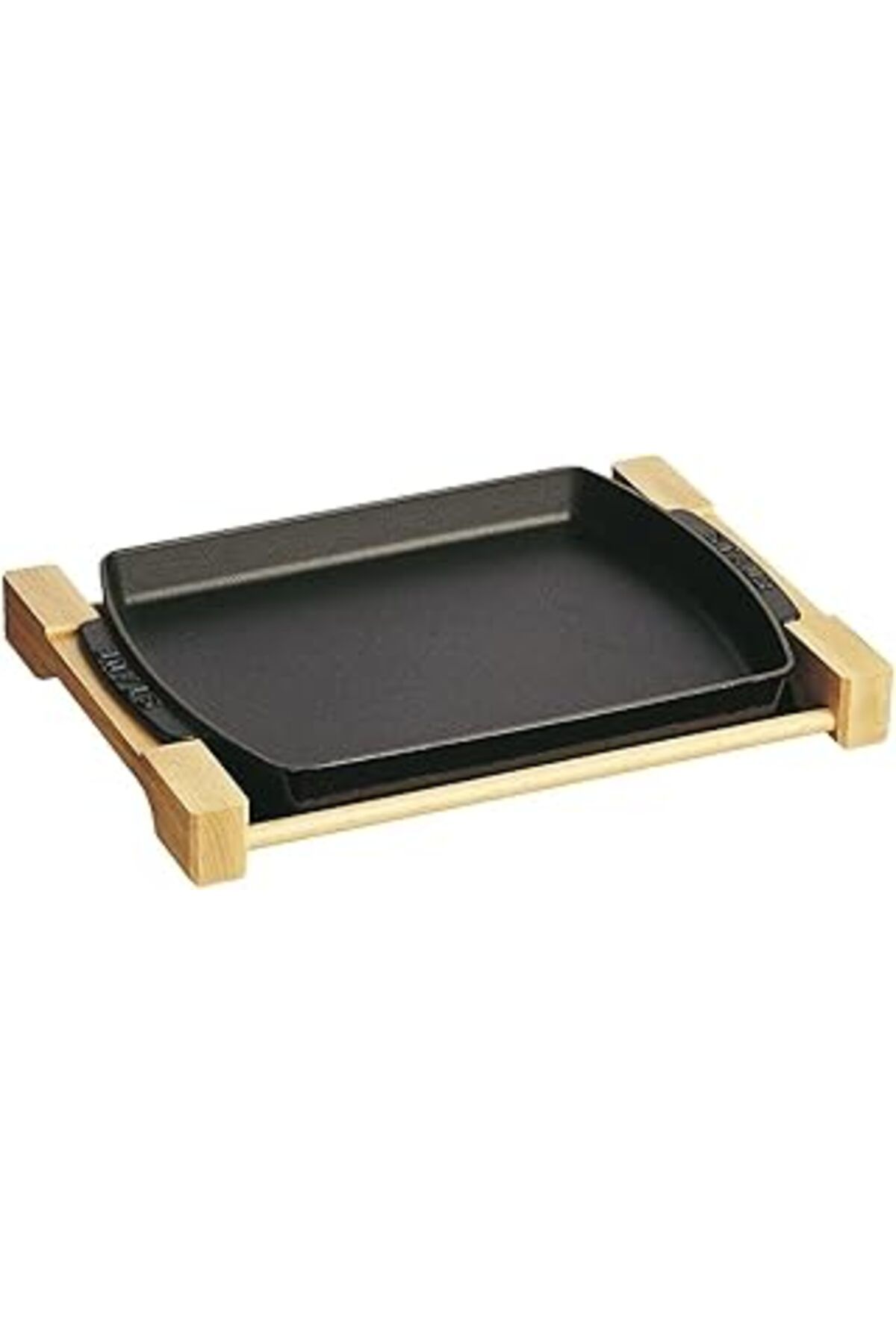 karadağsb Staub Specialities Ahşap Altlıklı Döküm Servis Tabağı, Siyah