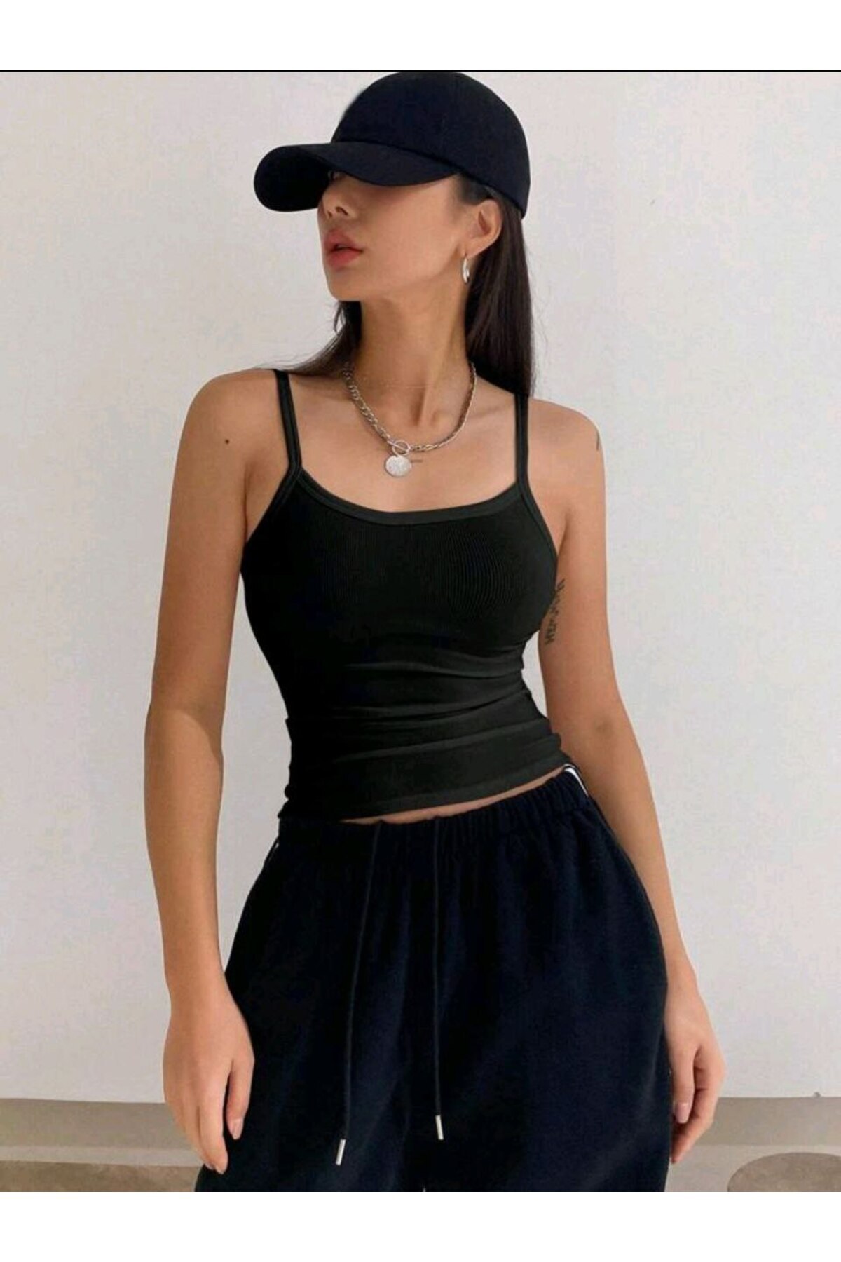 LEMAR MODA  Kadın Beyaz Siyah Ip Askılı Kaşkorse Atlet 3LÜ Kadın Atlet Crop Kaşkorse Spor Atlet Crop Atlet 2025 - Görsel 5