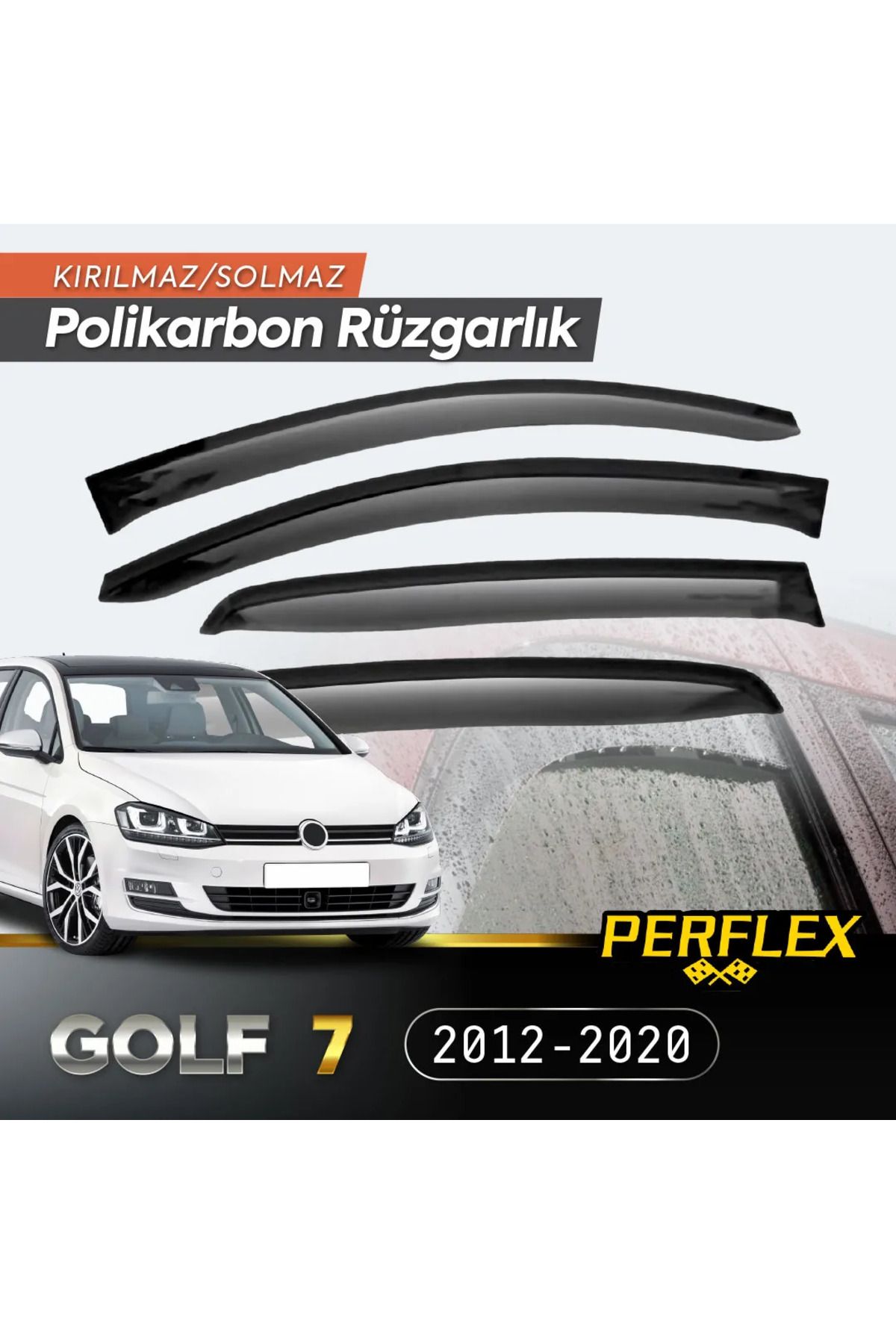 musellife Polikarbon Kırılmaz Rüzgarlık V2 Düz VW GOLF 7 2012-2020