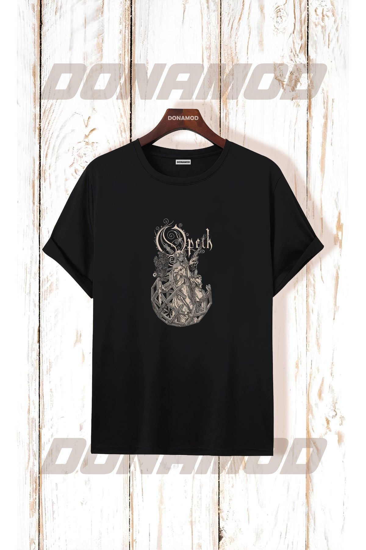 donamod Siyah Beyaz Oversize Opeth Rammstein Angel Radiohead Burzum Rock Metal Black Müzik Tişört T shirt