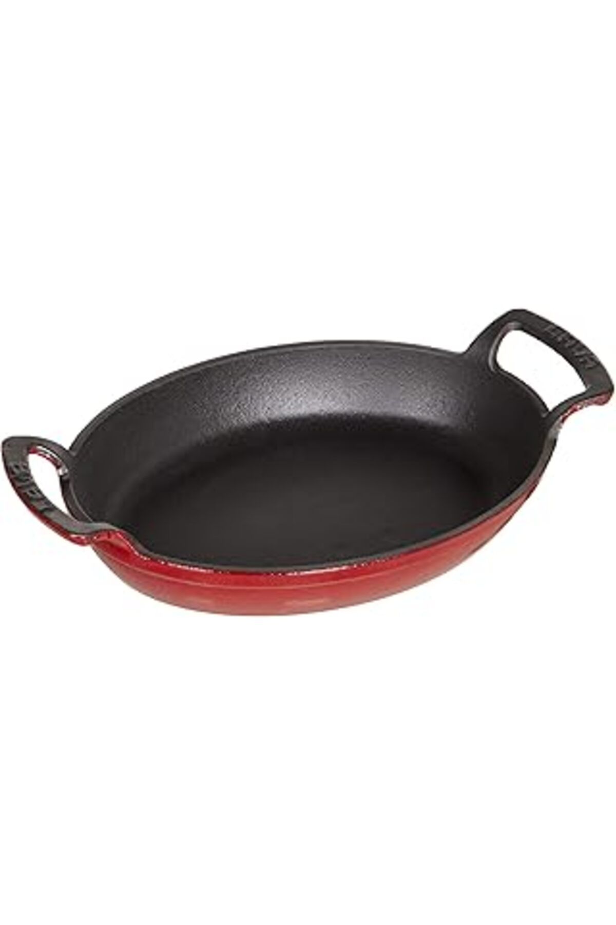 Mu Art Ahşap Metal Oval Kuplu Döküm Tava 23X17, Kırmızı