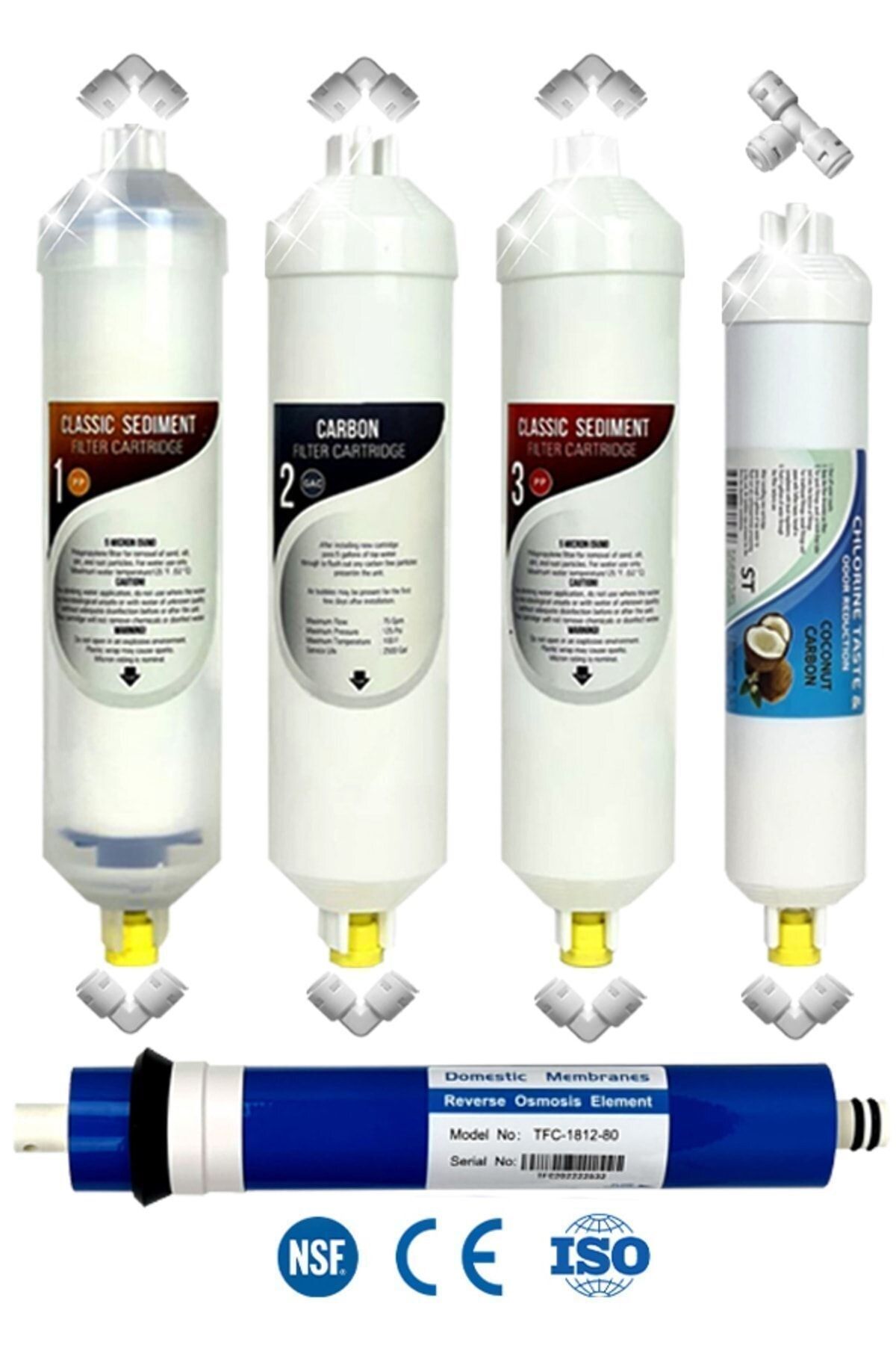 Filter Store Kapalı Kasa Su Arıtma Cihazı Uyumlu Yeni Seri Inline 5 Aşamalı Filtre Domestic Membranlı Set