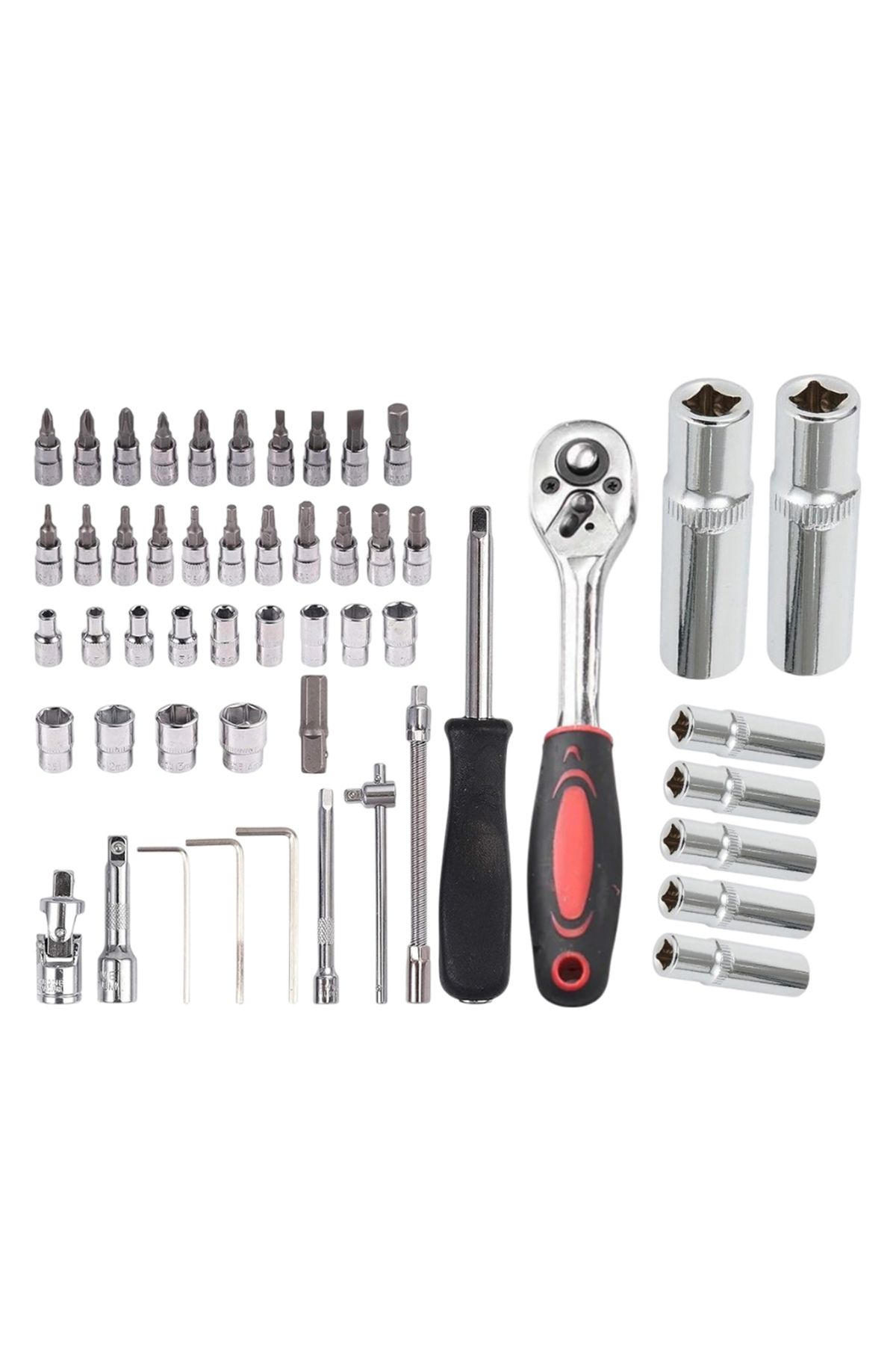 Badem10-Socket Wrench Kit 53 Pieces Extension Handle Articulated 1/4 Star Hex Torque Flat Set Bits Bit Allen 5