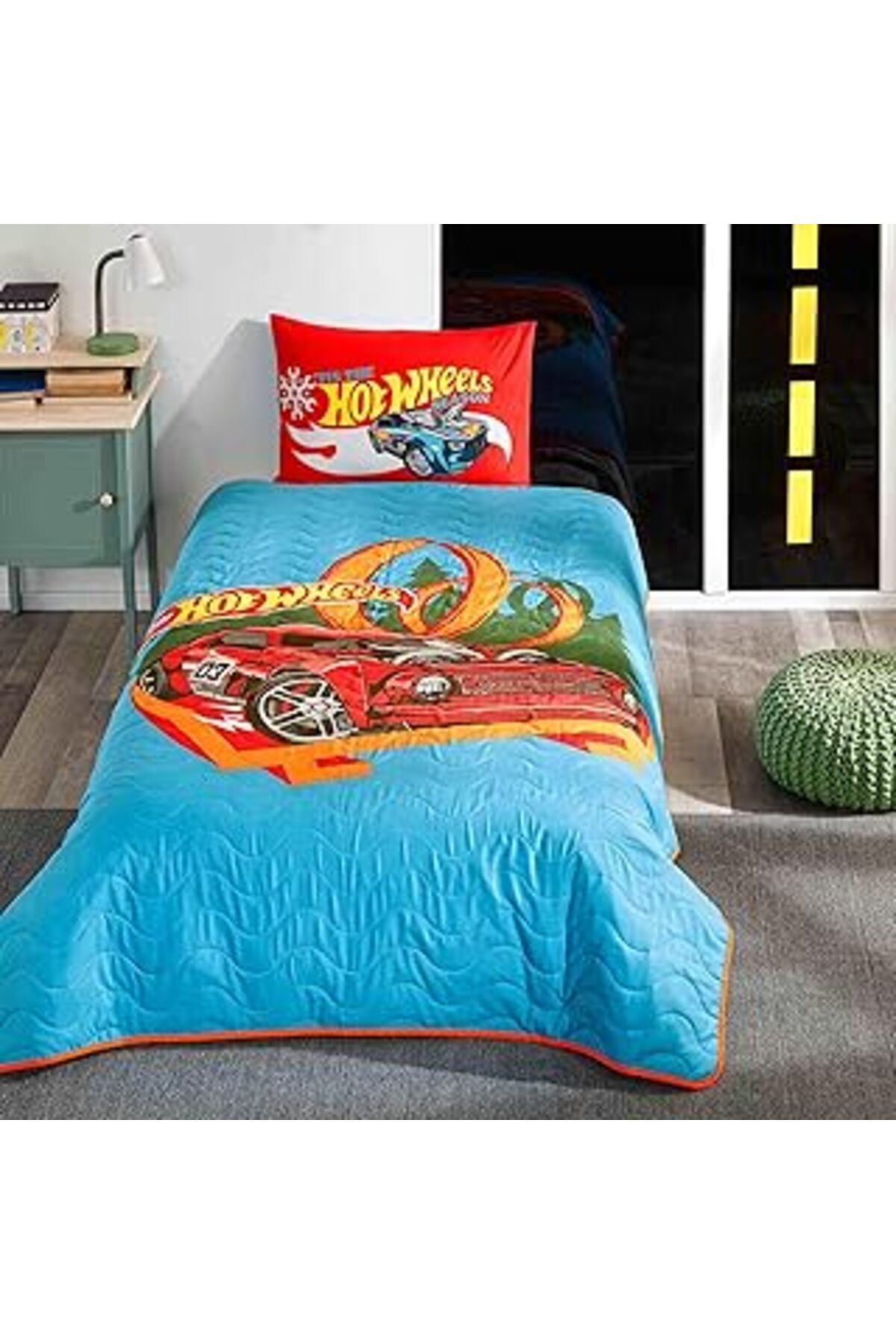 NZM TİCARET Taç Lisanslı Pamuk-polyester Hot Wheels Yatak Örtüsü Seti Çok Renkli Tek Kişilik