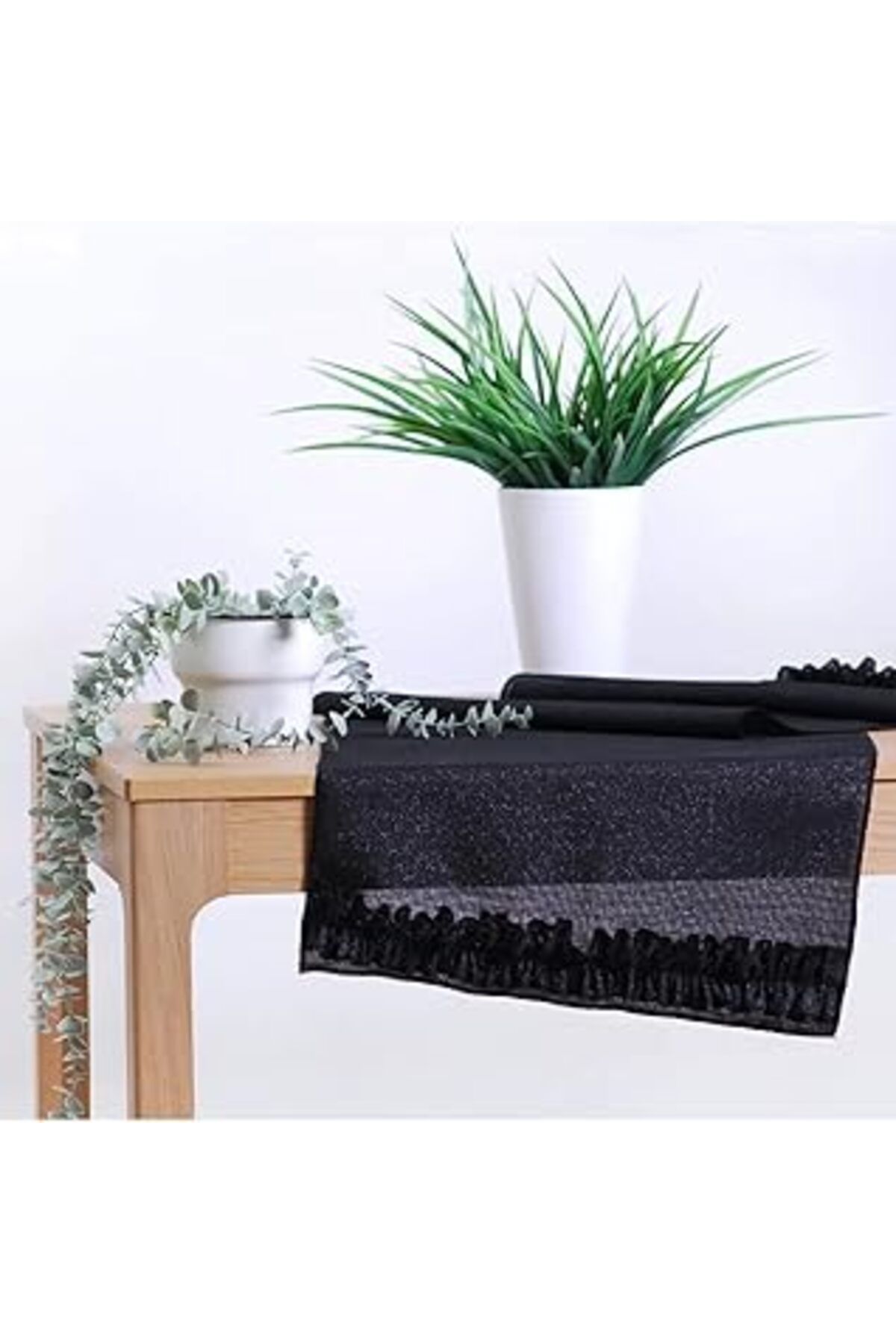 TBSProjects Viemso Simli Keten Runner Fırfırlı 45X150 Cm V0002074