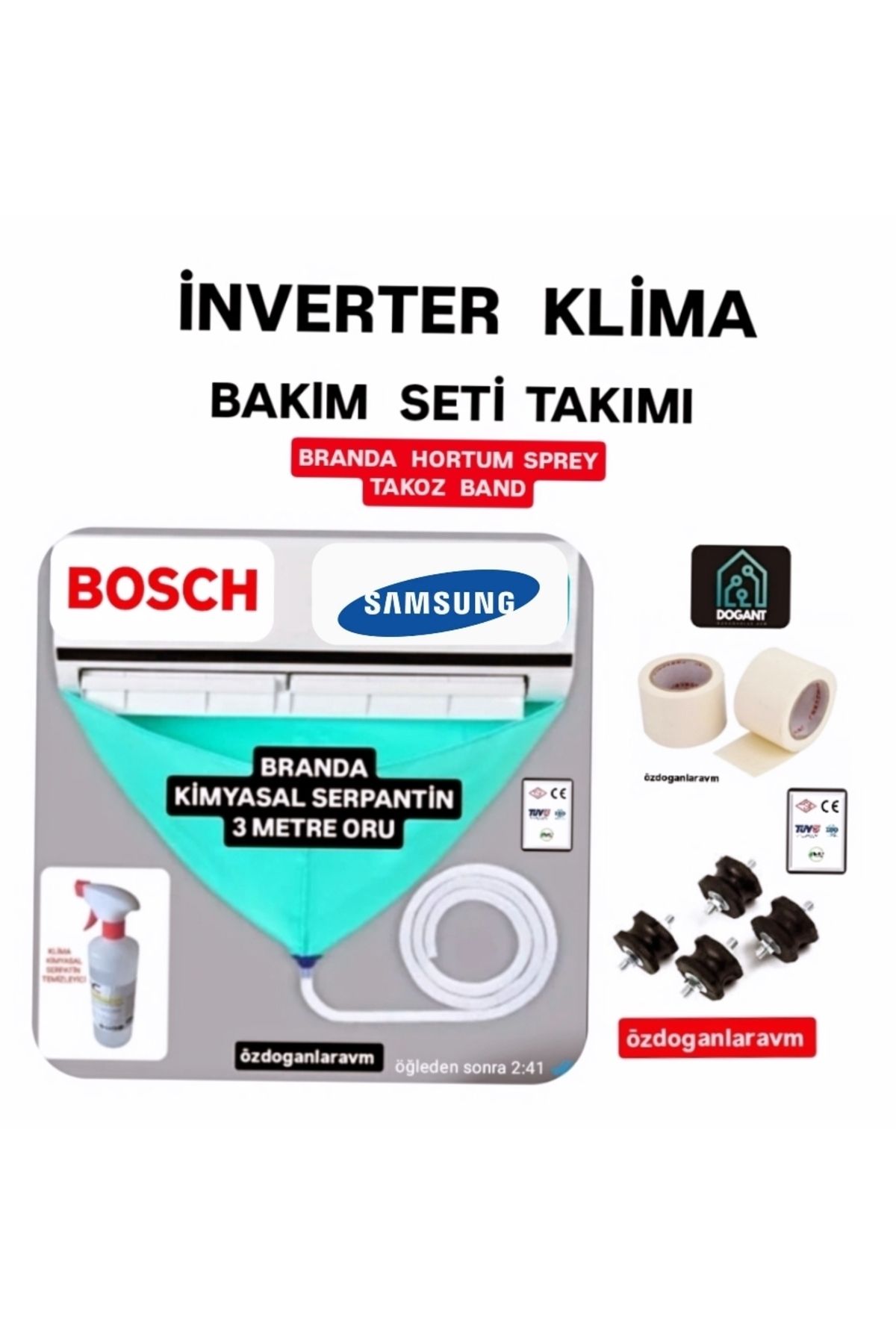 dogant özdoğanlar avm İnverter Klima Temizleme Bakım Seti Takımı ( Branda +Hortum +Sprey +Band +Takoz )