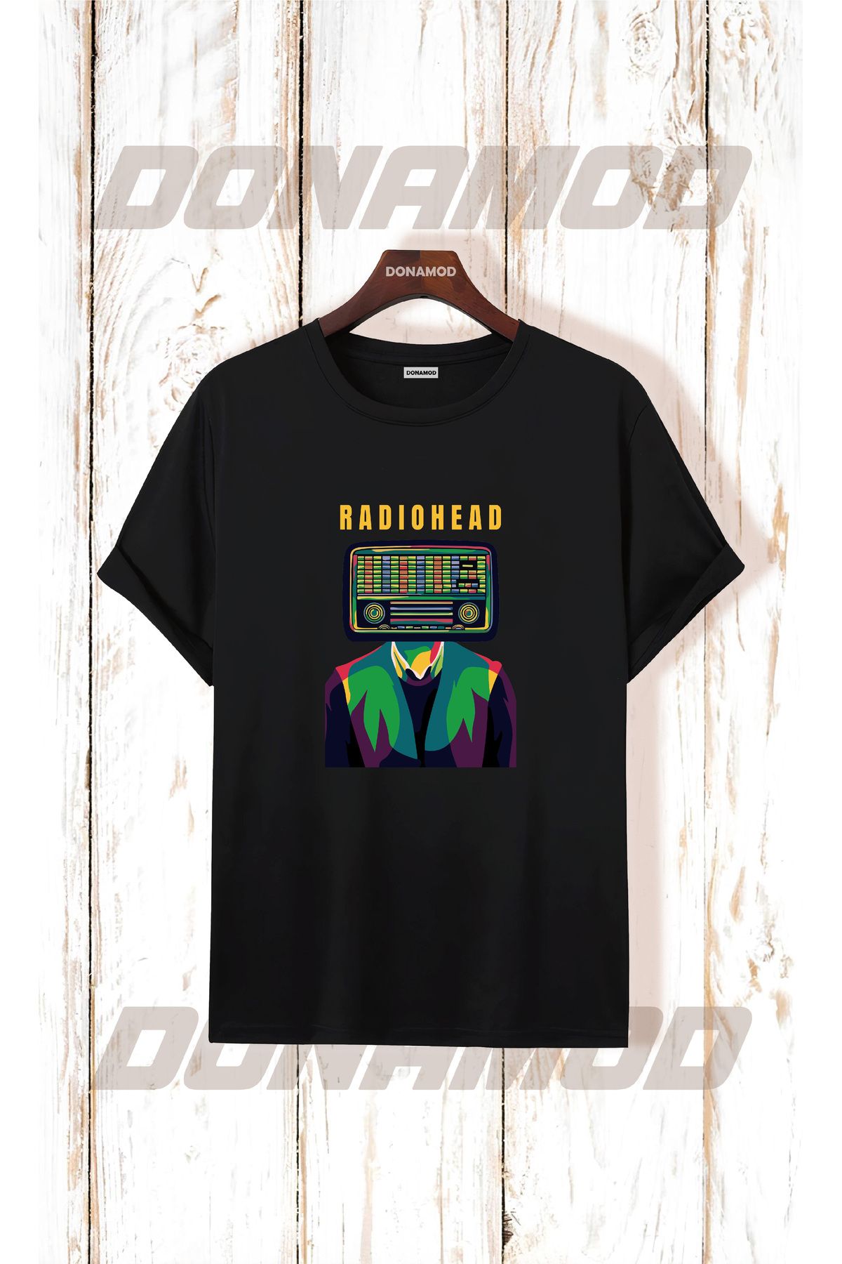 donamod Siyah Beyaz Oversize Radiohead Rammstein Angel Opeth Burzum Rock Metal Black Müzik Tişört T shirt