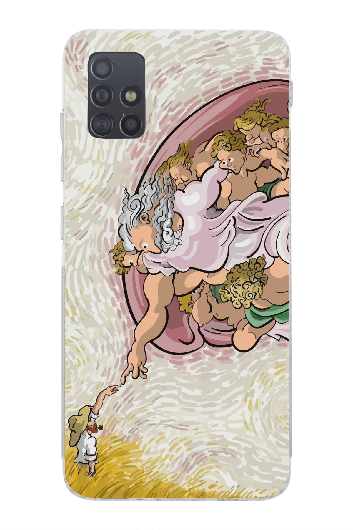 moonset Samsung Galaxy A71 Uyumlu Van Gogh Tasarımlı Baskılı Şeffaf Telefon Kılıfı
