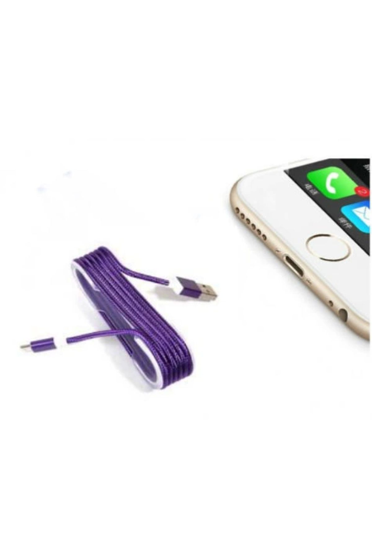karadağsb İphone Örgü Şeklinde Renkli Çelik Şarj Data Kablosu - Mor