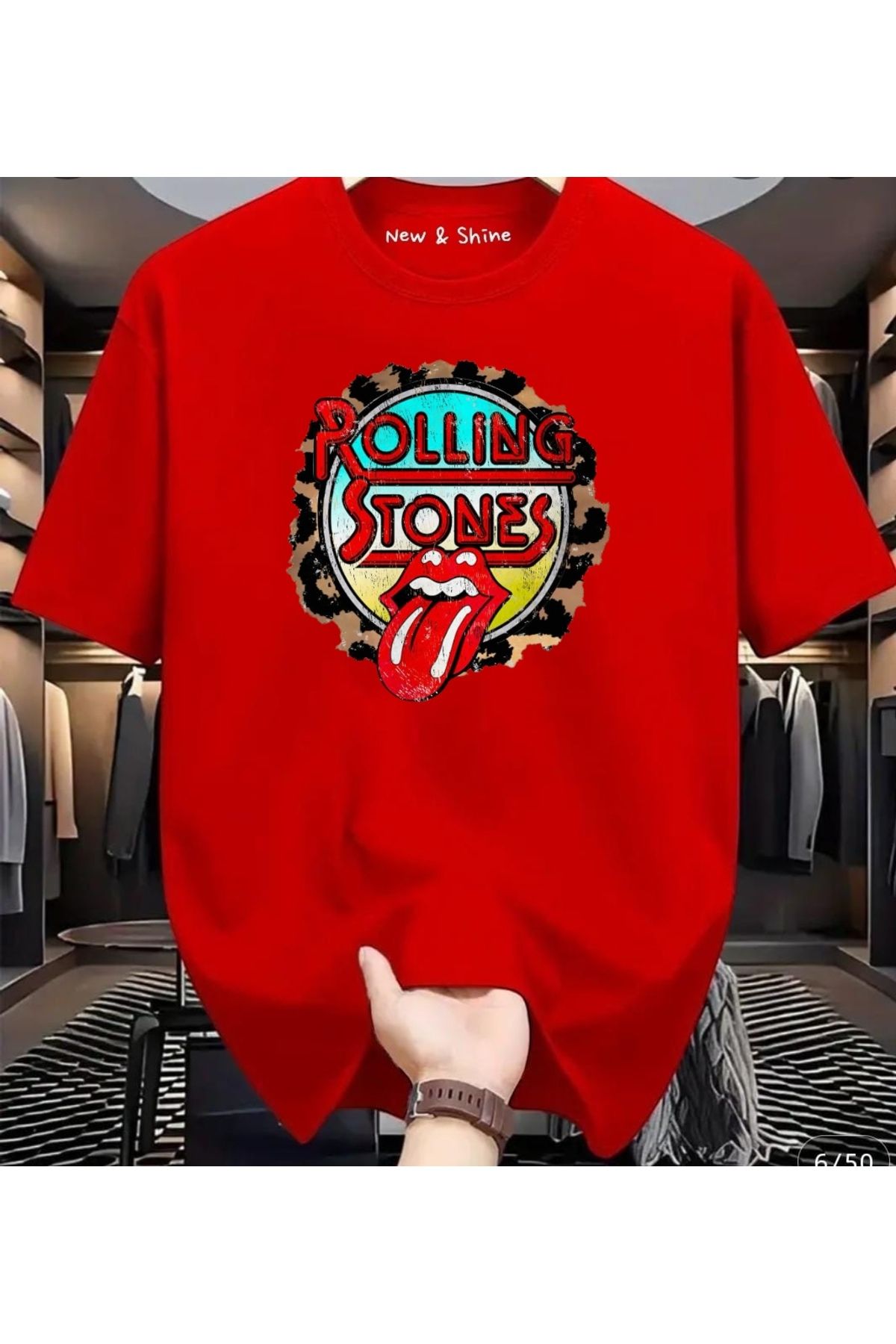 New Shine Rolling Stones Büyük Beden Oversize T-Shirt